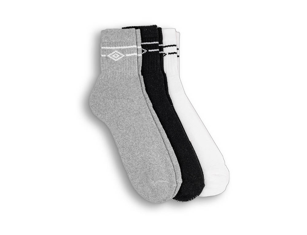 65531U-HGU PK3 STACKED LOGO SPORTS SOCKS GREY MARL / BLACK / BRILLIANT WHITE