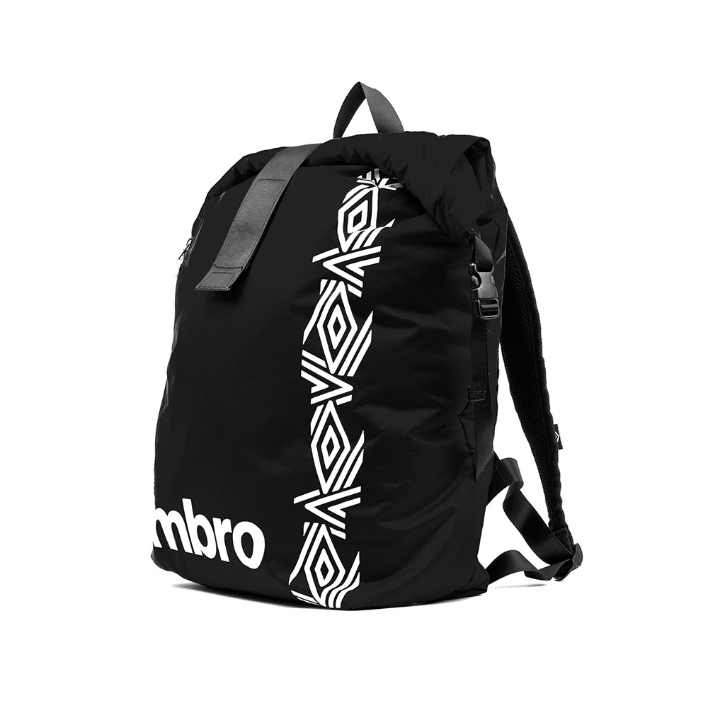 30789U-090 PADDED ROLL TOP BACKPACK BLACK / WHITE