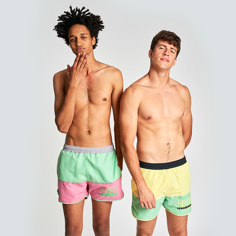 C10007-JJU-ETHOS SWIM SHORT BLACK / SOFT YELLOW / AQUA MINT