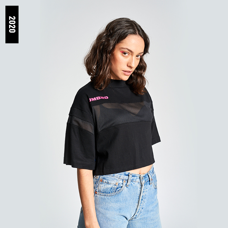 C20001-JJK-ALTO CROP TEE - WMNS BLACK / SORBET