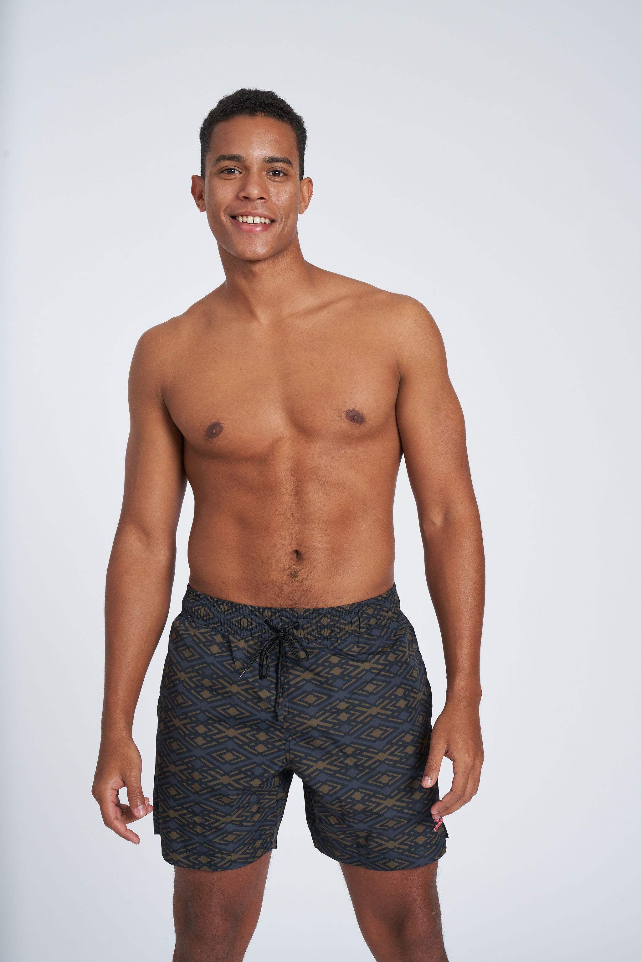 PRINTED SWIM SHORT DARK OLIVE PHOENIX