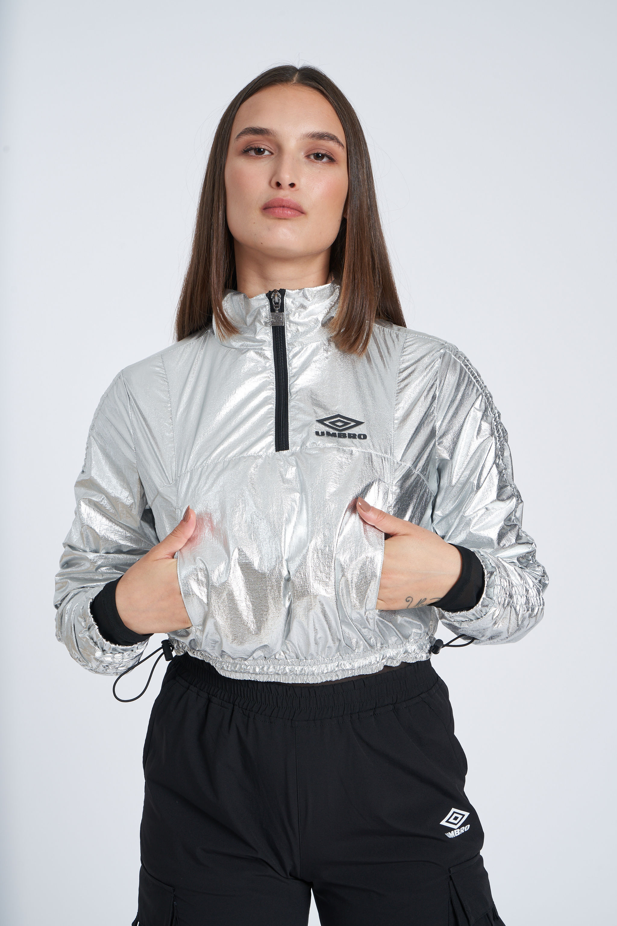 UMBRO REFLECTIVE TECH HZ JACKET - WMNS SILVER / BLACK