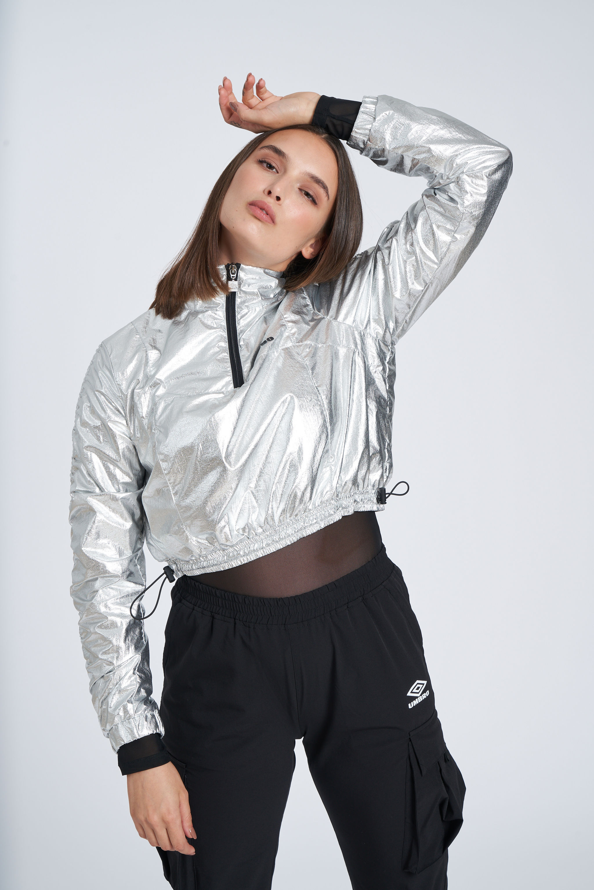 UMBRO REFLECTIVE TECH HZ JACKET - WMNS SILVER / BLACK