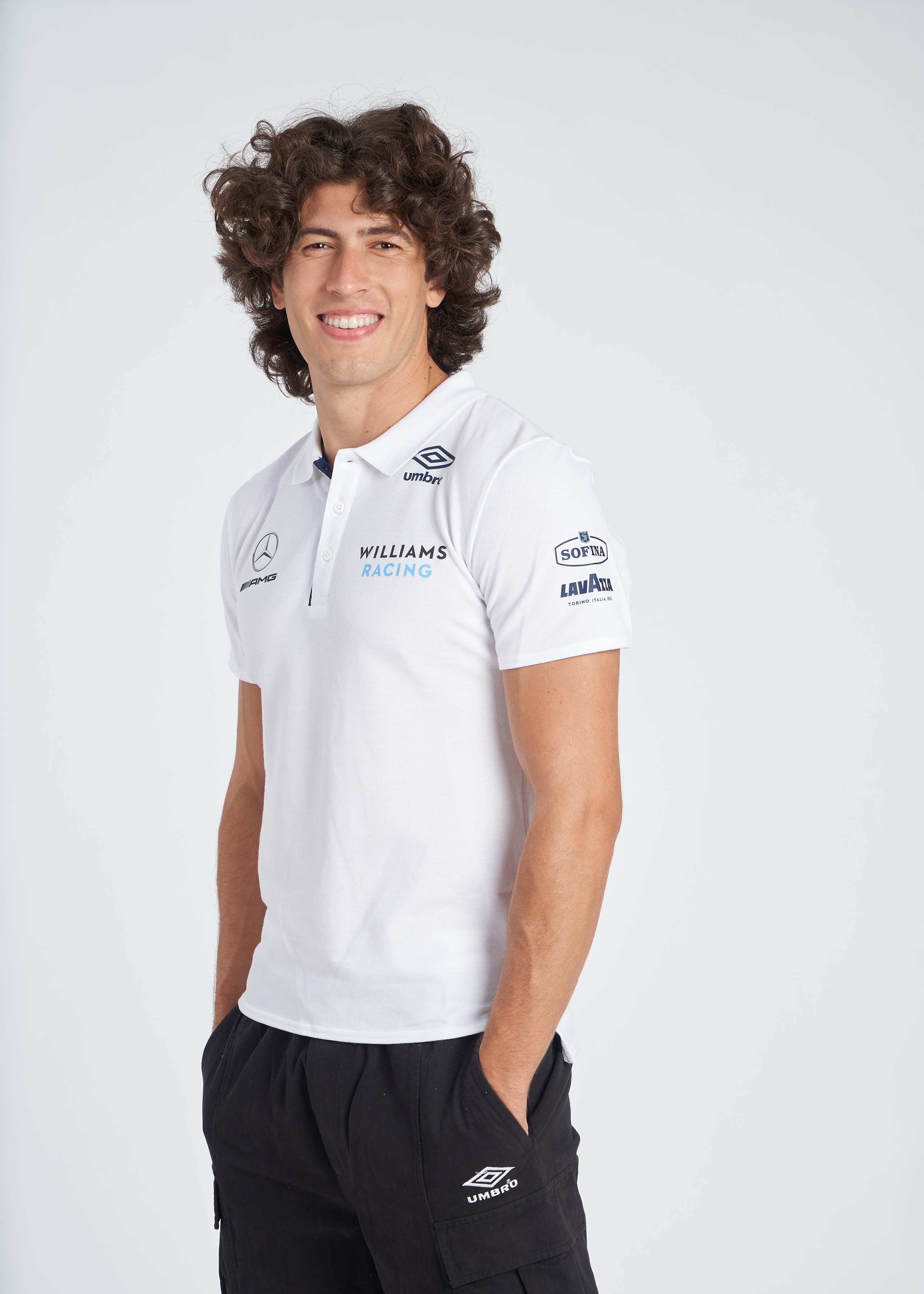 WILLIAMS RACING MEDIA POLO BRILLIANT WHITE / MEDIEVAL BLUE