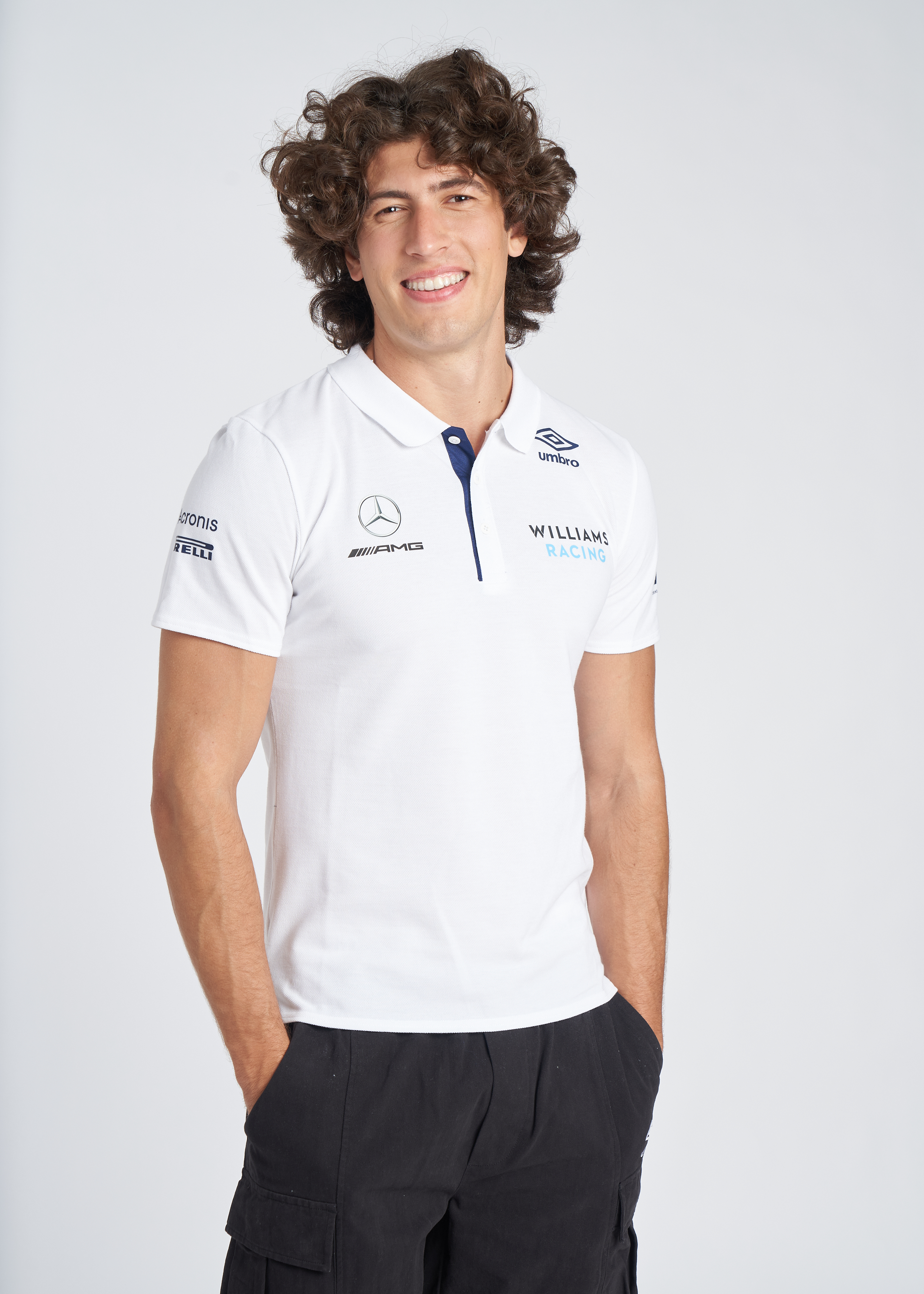 WILLIAMS RACING MEDIA POLO BRILLIANT WHITE / MEDIEVAL BLUE