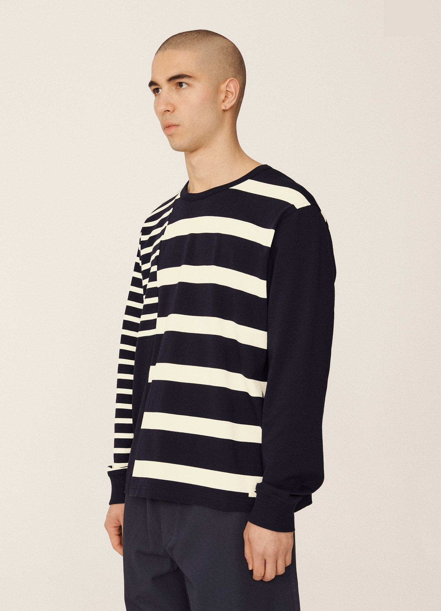 Polo Umbro YMC 60s Patchwork Football Jersey Cannoli Cream / Navy Blazer