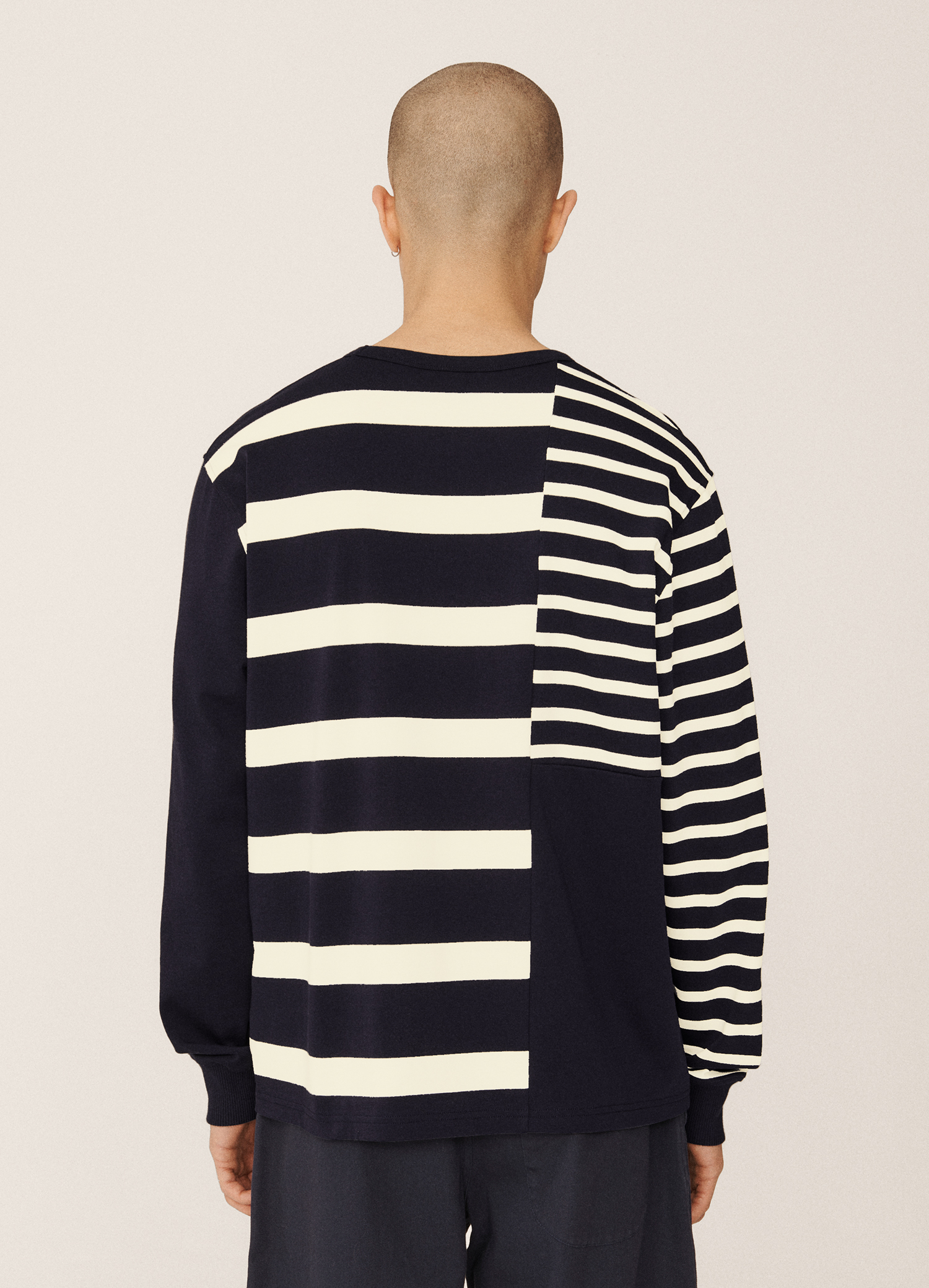 Polo Umbro YMC 60s Patchwork Football Jersey Cannoli Cream / Navy Blazer