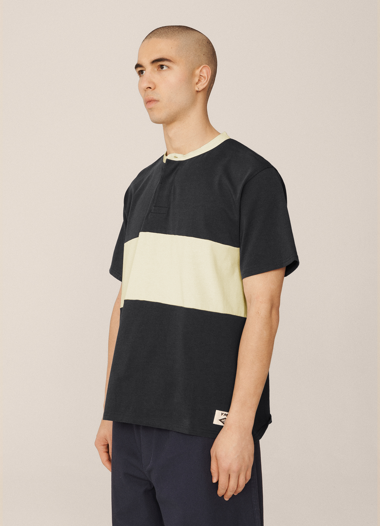 Camiseta Umbro YMC Henley Collar Rugby Jersey  Navy Blazer / Cannoli Cream