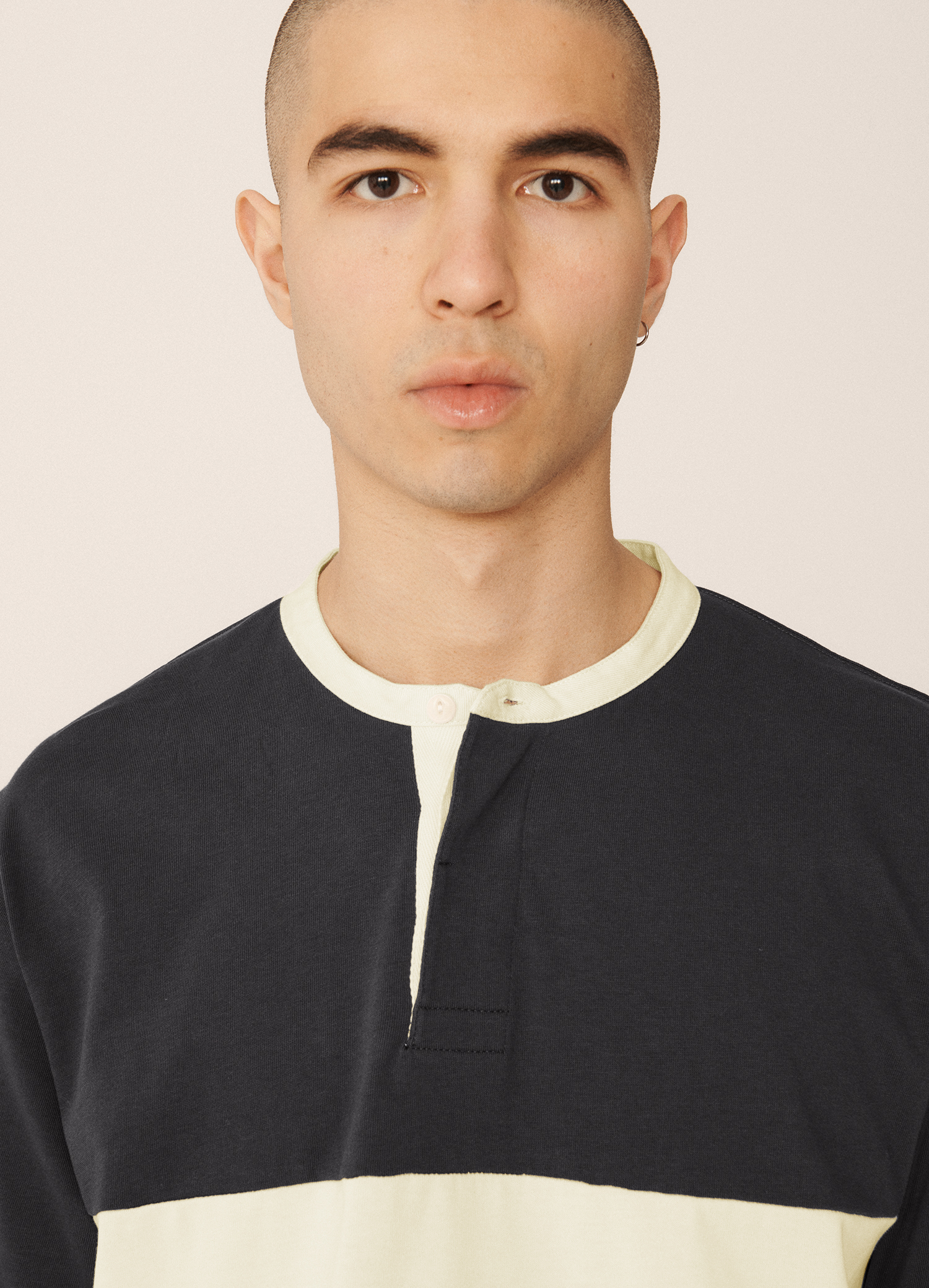 Camiseta Umbro YMC Henley Collar Rugby Jersey  Navy Blazer / Cannoli Cream