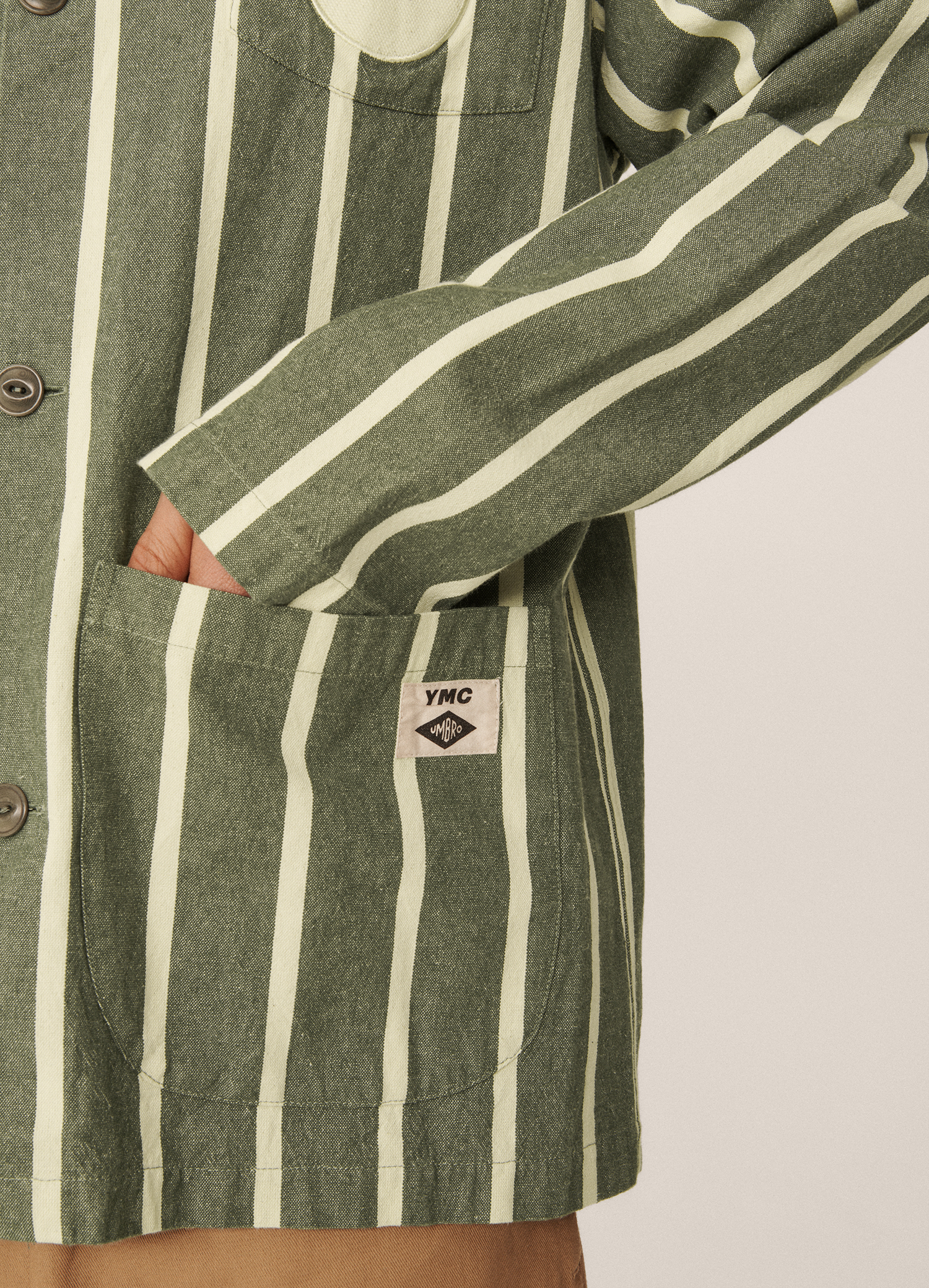 Chaqueta Umbro YMC Striped Refs Jacket Rain Forest / Cannoli Cream