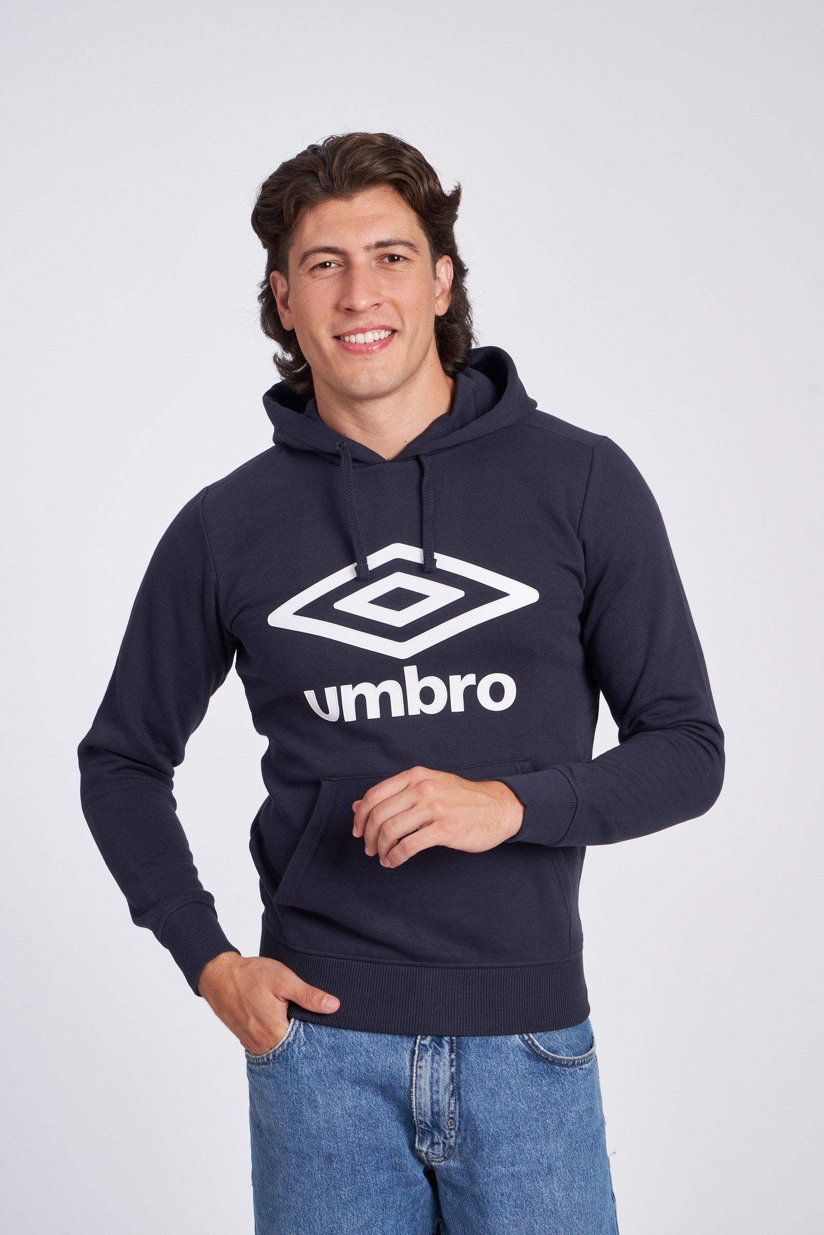 SUDADERA UMBRO FLEECE LARGE LOGO OH HOODY DARK NAVY / WHITE