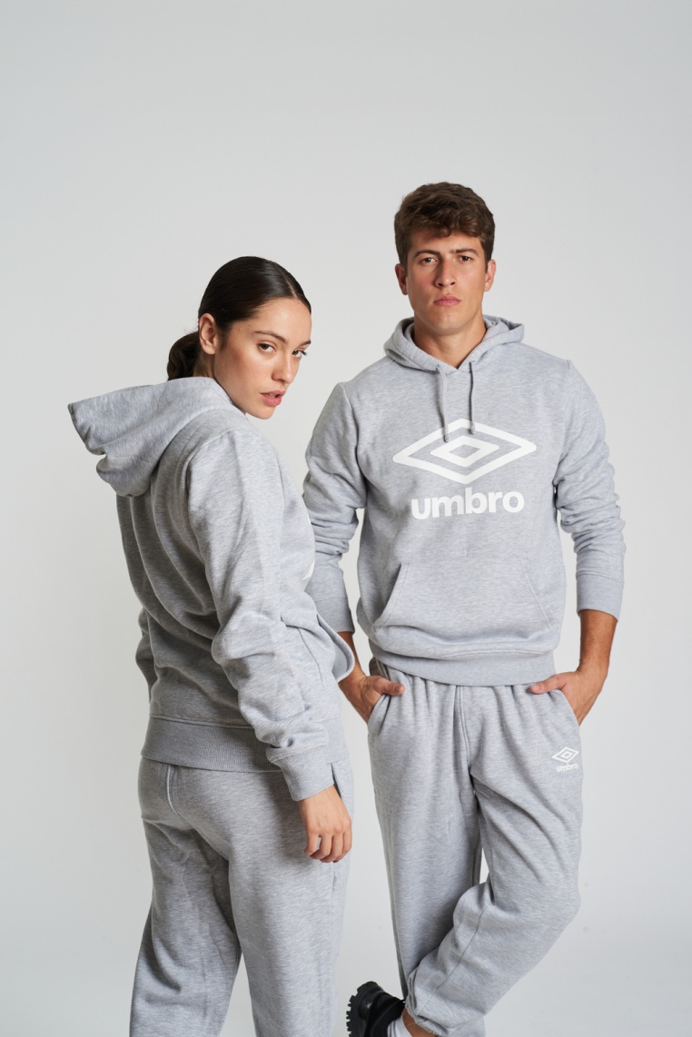 SUDADERA UMBRO FLEECE LARGE LOGO OH HOODY GREY MARL / WHITE