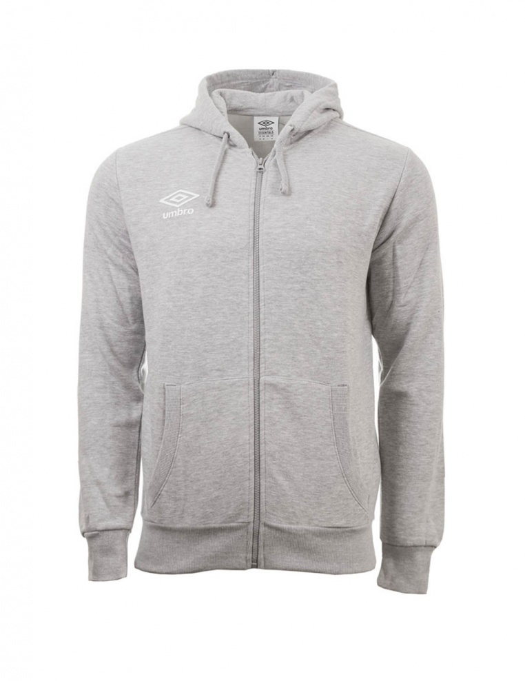 CHAQUETA UMBRO FLEECE ZIP THROUGH SMALL LOGO HOODIE GREY MARL / WHITE