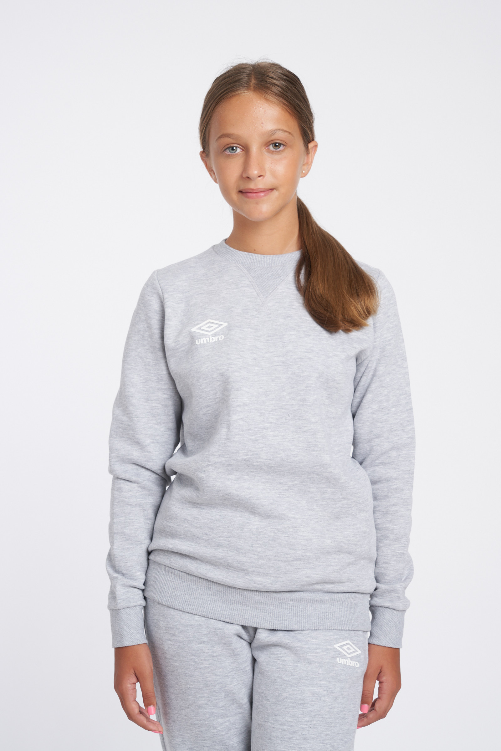 SUDADERA UMBRO FLEECE SMALL LOGO SWEAT JUNIOR GREY MARL / WHITE