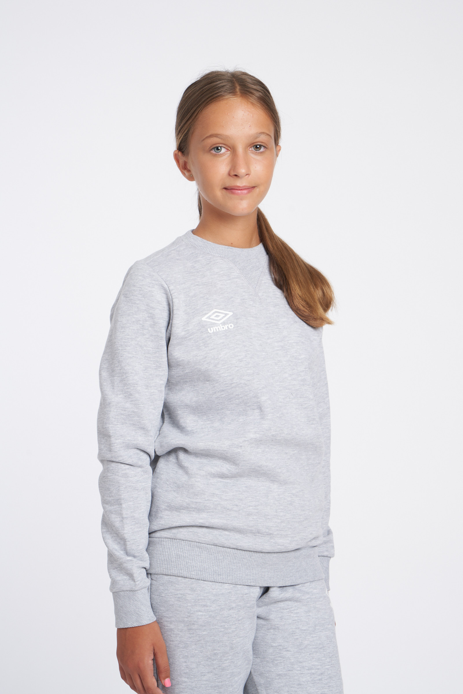 SUDADERA UMBRO FLEECE SMALL LOGO SWEAT JUNIOR GREY MARL / WHITE