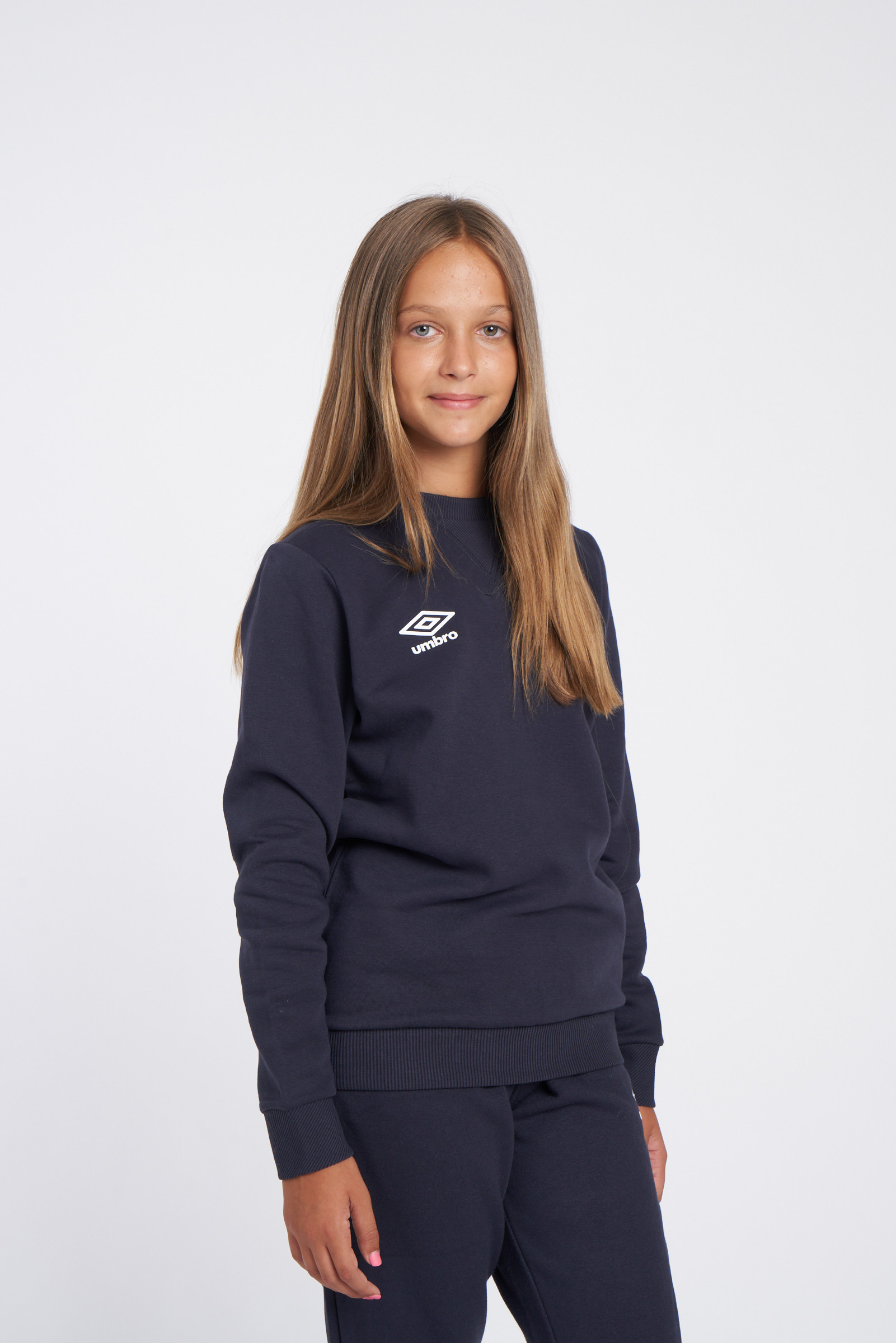 SUDADERA UMBRO FLEECE SMALL LOGO SWEAT JUNIOR DARK NAVY / WHITE
