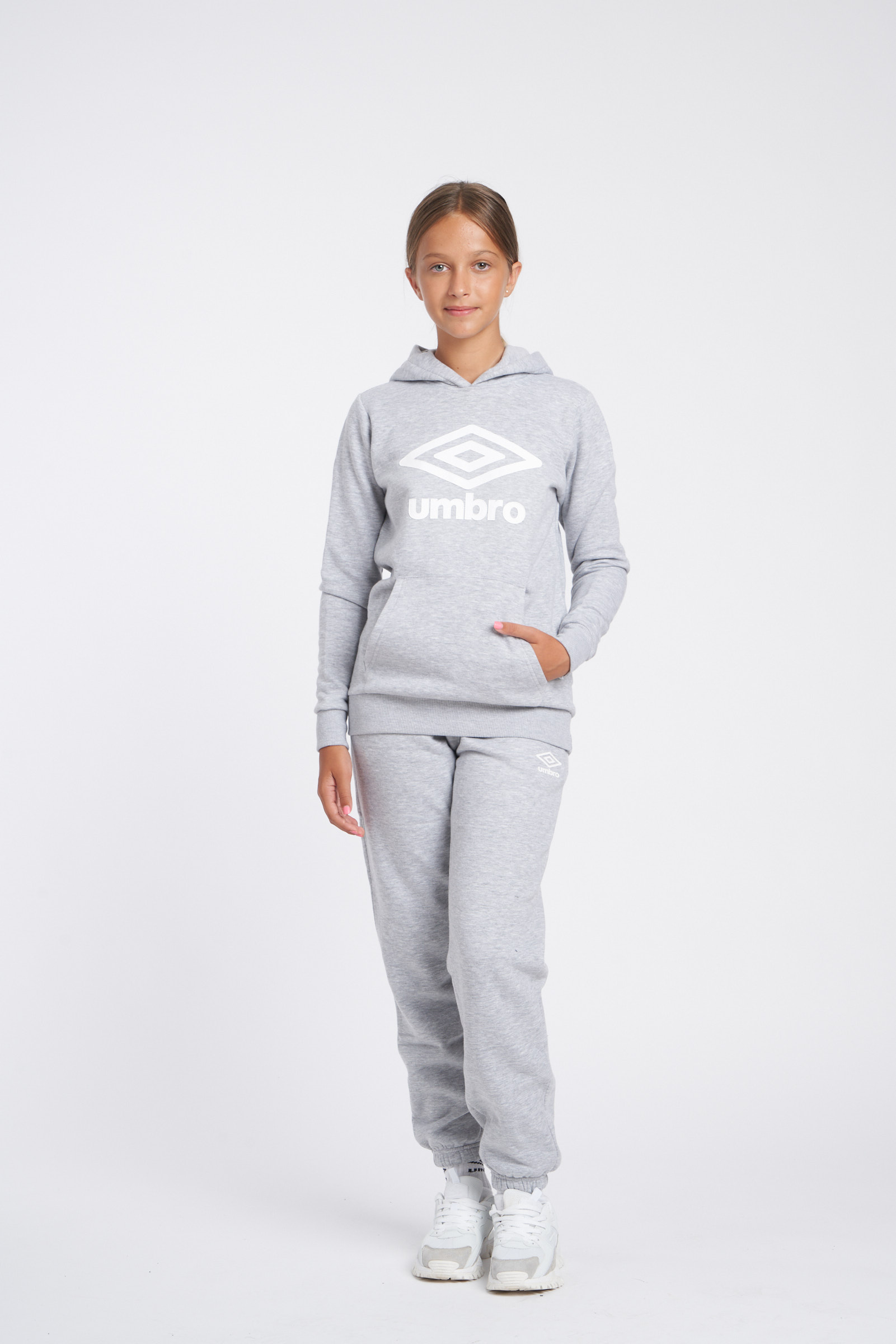 SUDADERA UMBRO FLEECE LARGE LOGO OH HOODY JUNIOR GREY MARL / WHITE