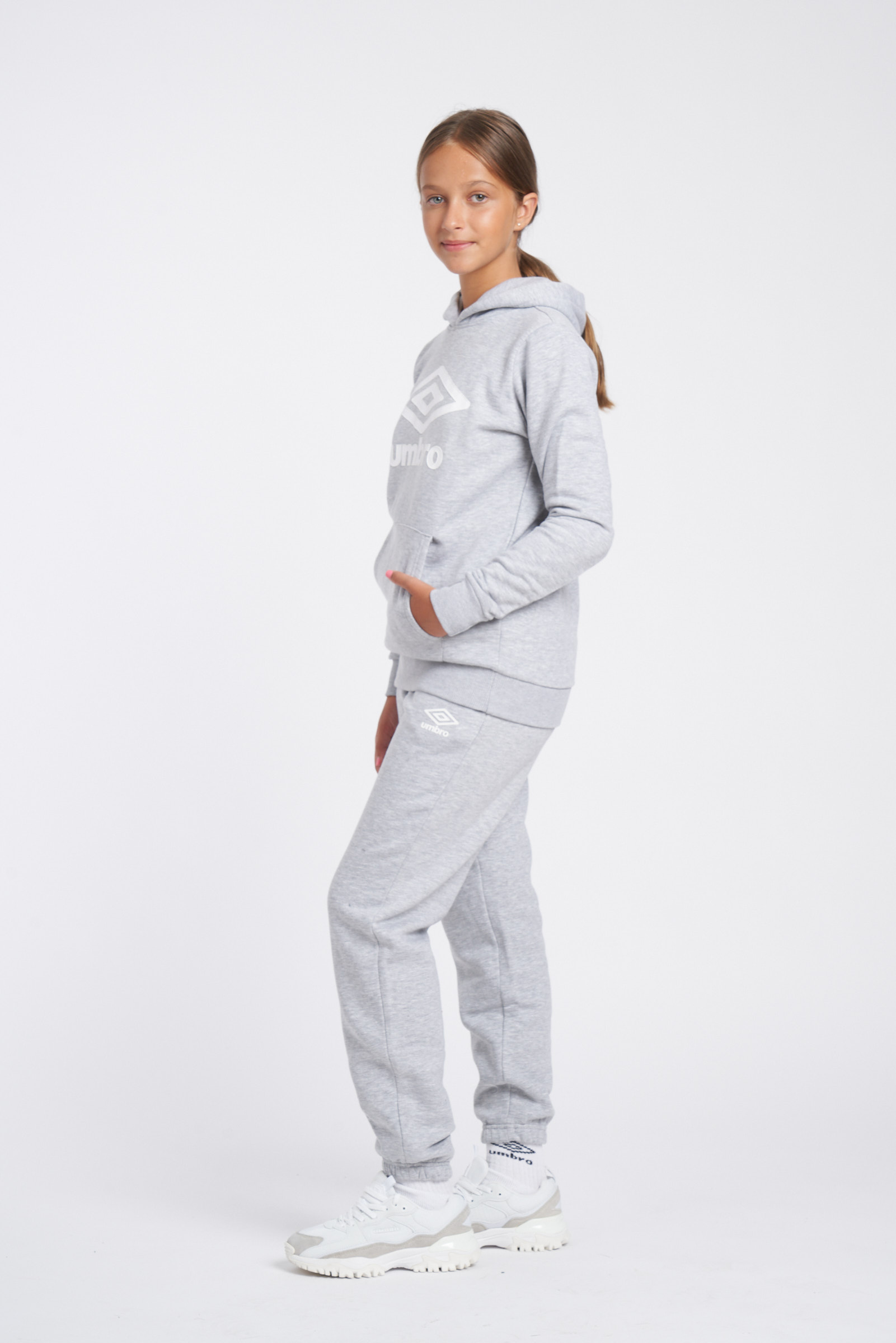 SUDADERA UMBRO FLEECE LARGE LOGO OH HOODY JUNIOR GREY MARL / WHITE
