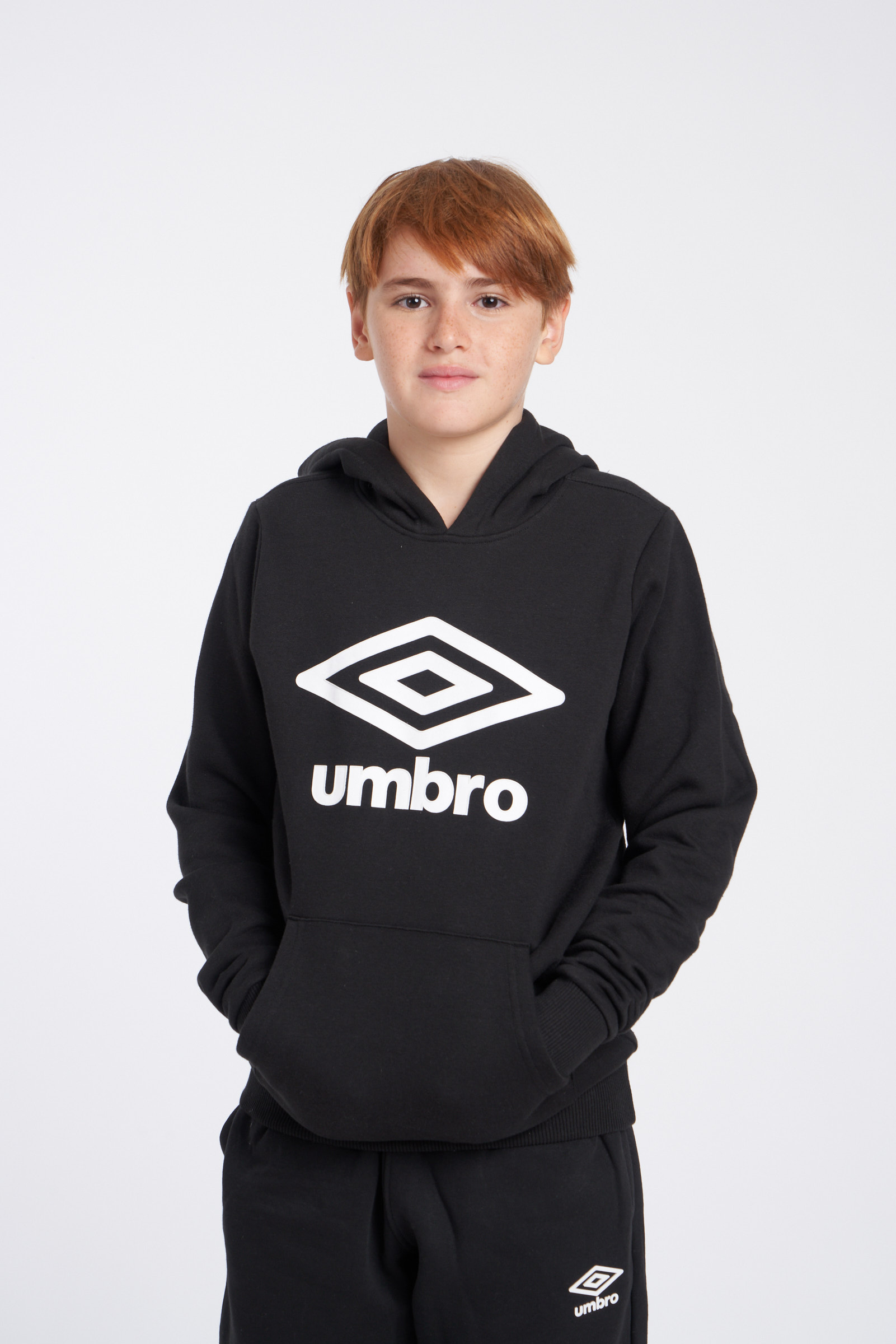 SUDADERA UMBRO FLEECE LARGE LOGO OH HOODY BLACK / WHITE