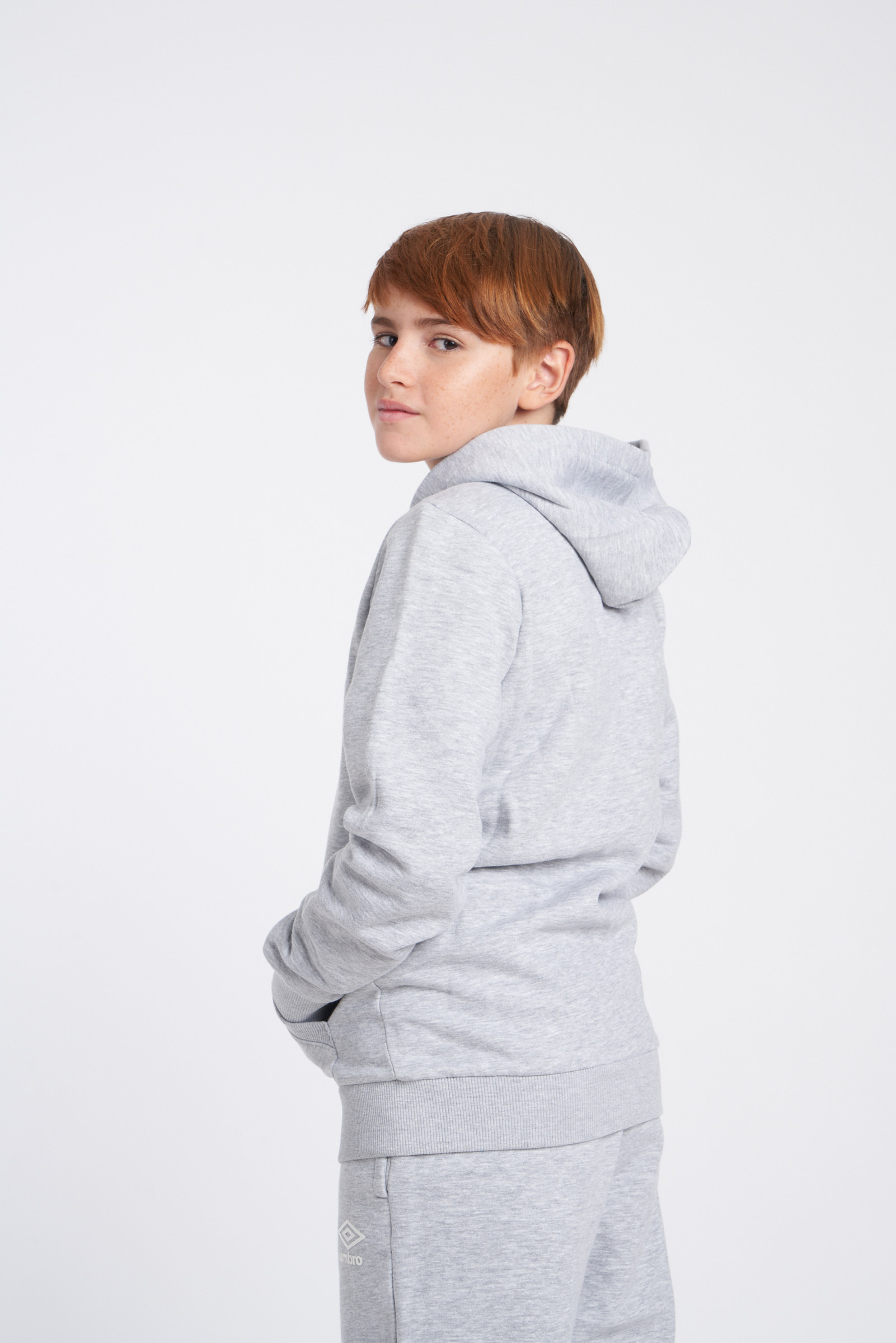 CHAQUETA UMBRO FLEECE ZIP THROUGH SMALL LOGO HOODIE JUNIOR GREY MARL / WHITE