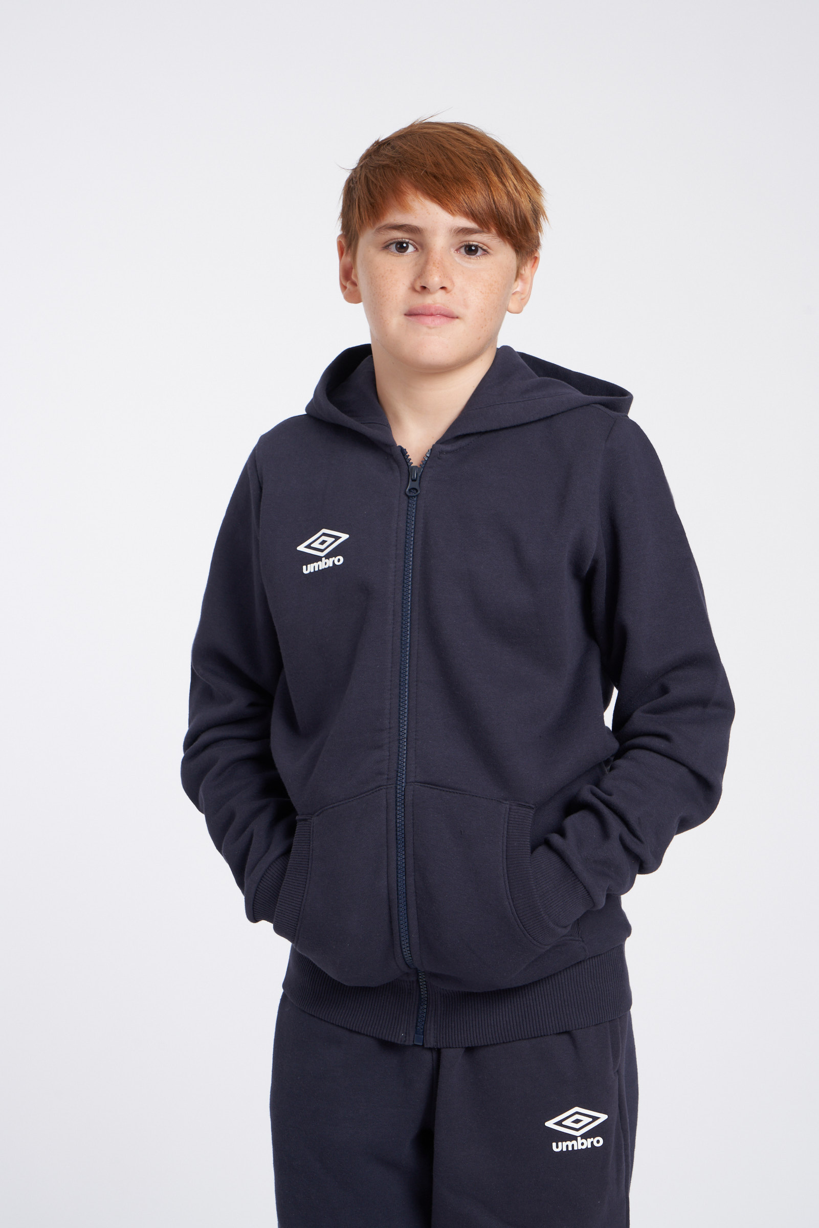 CHAQUETA UMBRO FLEECE ZIP THROUGH SMALL LOGO HOODIE JUNIOR DARK NAVY / WHITE
