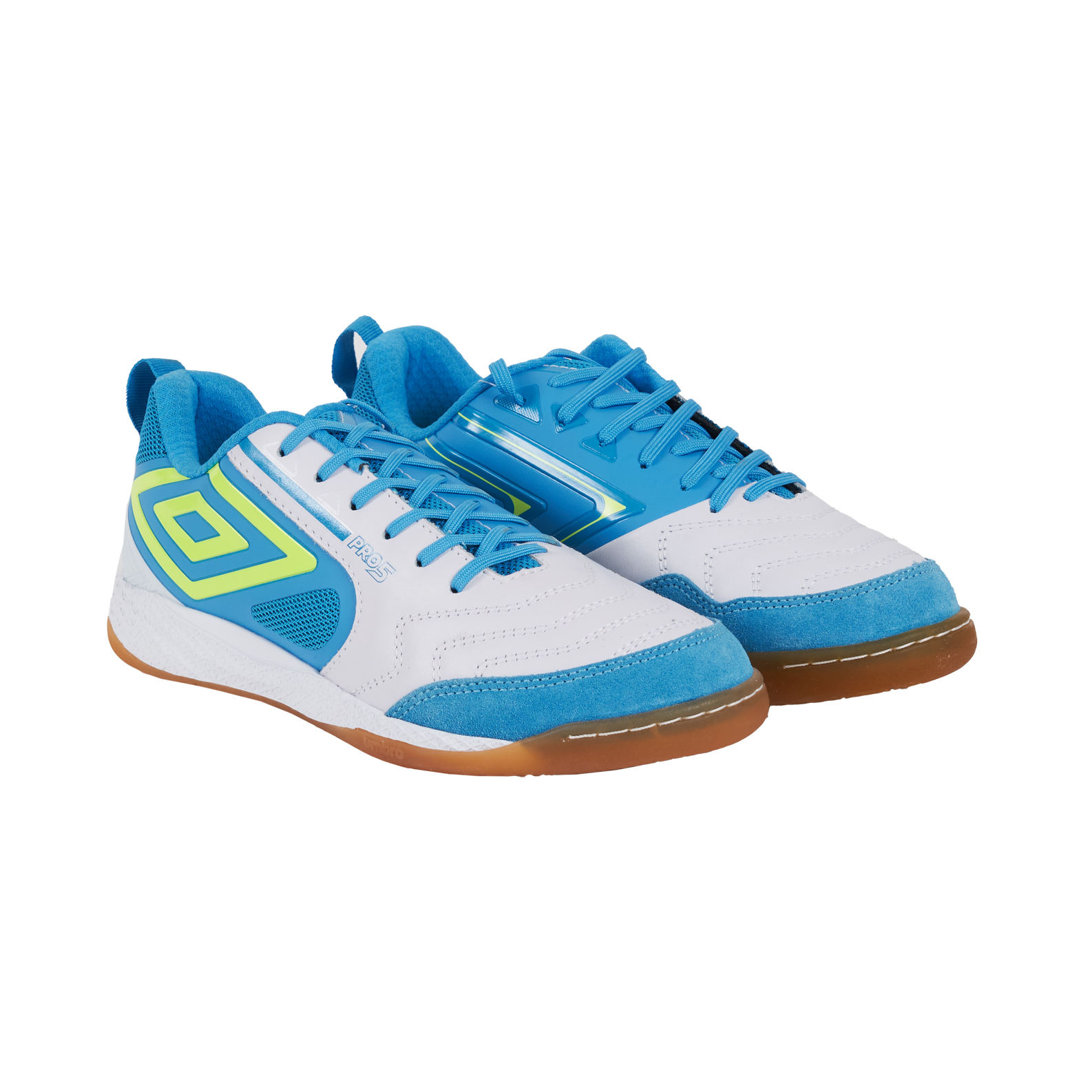 BOTA DE FÚTBOL SALA UMBRO PRO 5 BUMP WHITE / SAFETY YELLOW / MALIBU BLUE