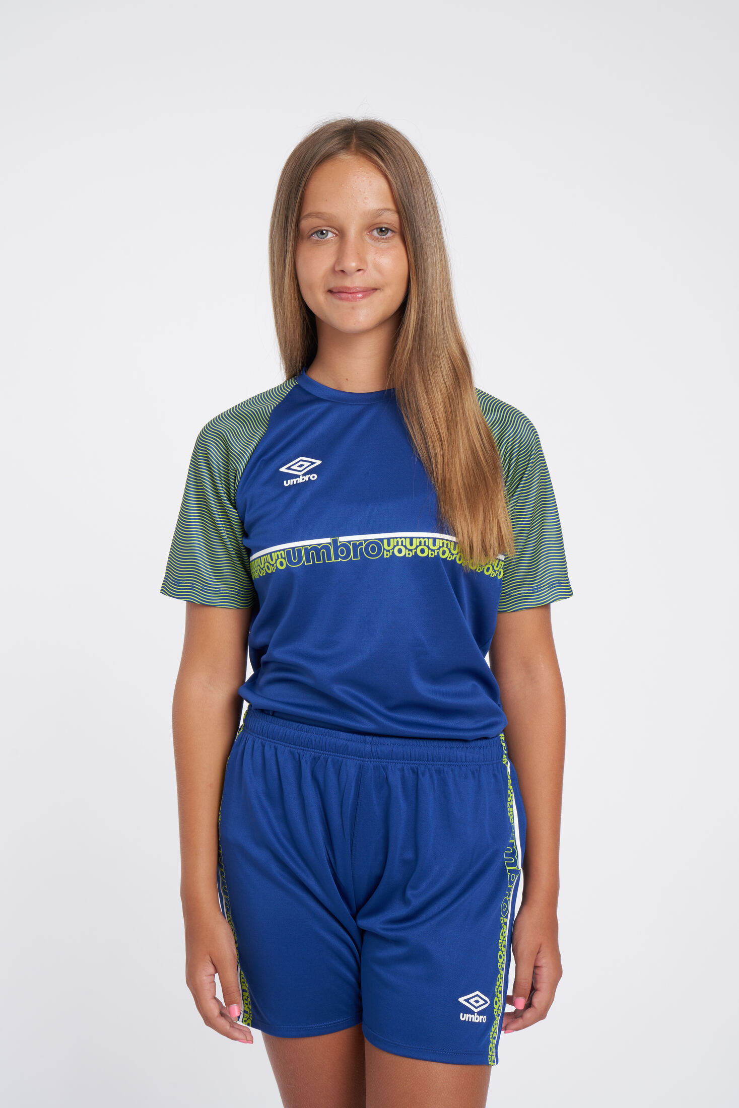 CAMISETA UMBRO SPIRITO JERSEY - JNRSODALITE BLUE / WHITE / LIME PUNCH