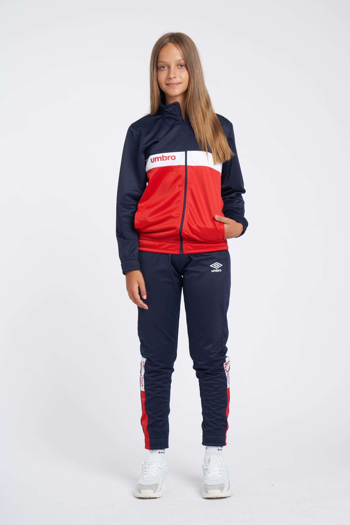 Chaqueta Umbro Fw Sportswear Track Top - Jnrdark Navy / Vermillion / Brilliant White