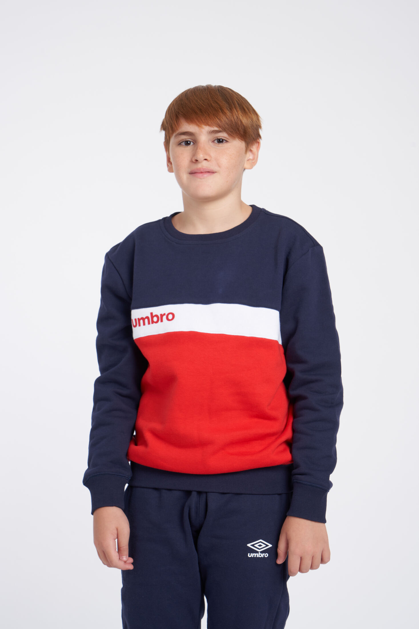 Sudadera Umbro Fw Sportswear Sweat - Jnrdark Navy / Vermillion / Brilliant White