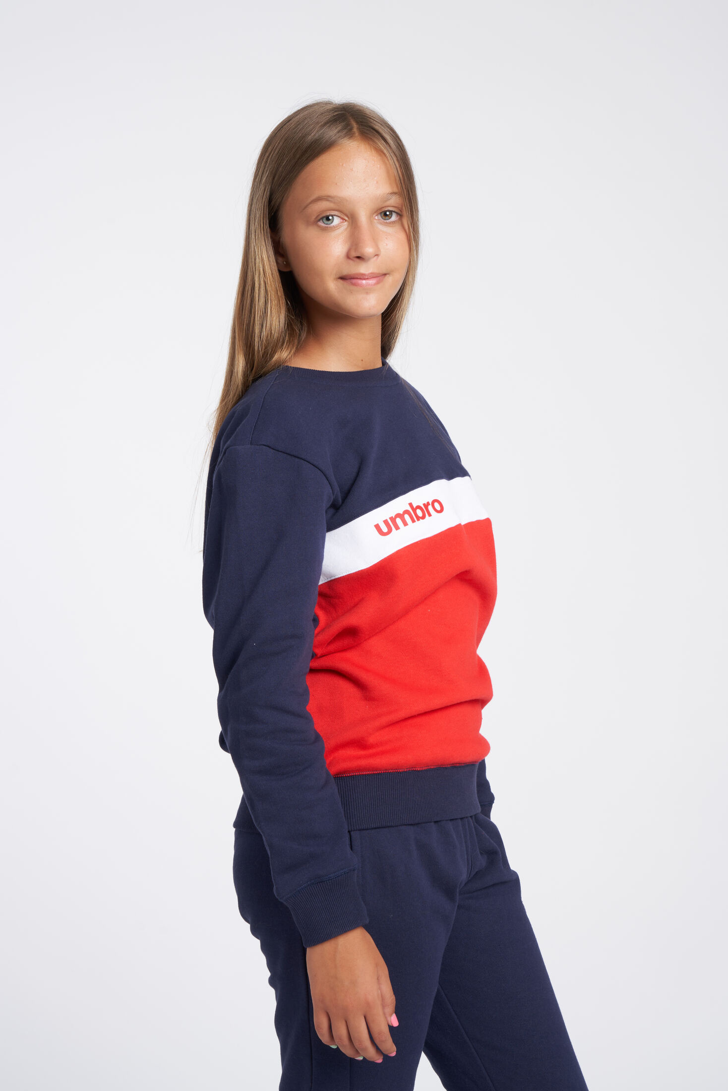 Sudadera Umbro Fw Sportswear Sweat - Jnrdark Navy / Vermillion / Brilliant White