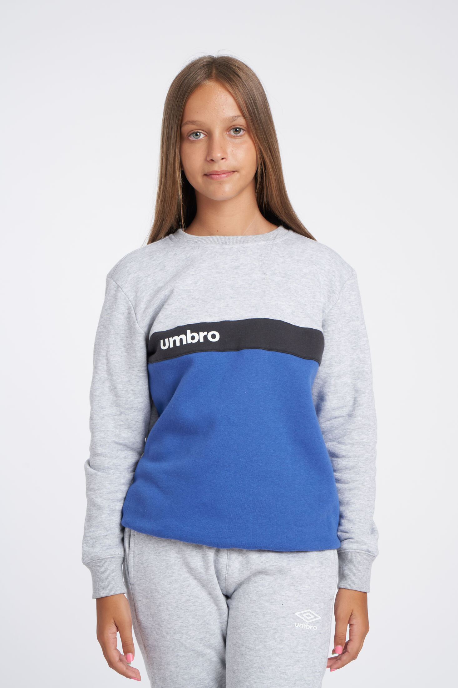 Sudadera Umbro Fw Sportswear Sweat - Jnrgrey Marl / Nouvean Navy / Woodland Grey