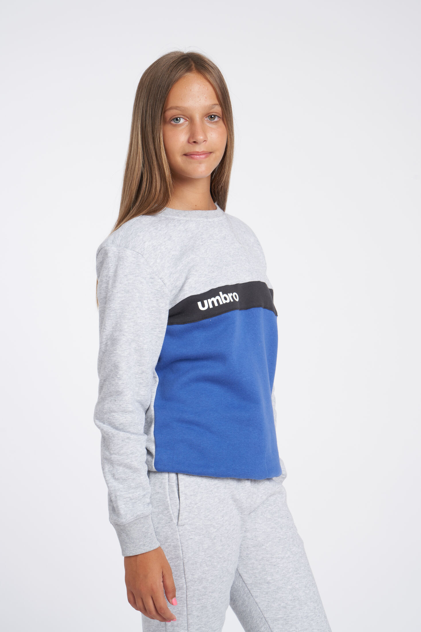 Sudadera Umbro Fw Sportswear Sweat - Jnrgrey Marl / Nouvean Navy / Woodland Grey