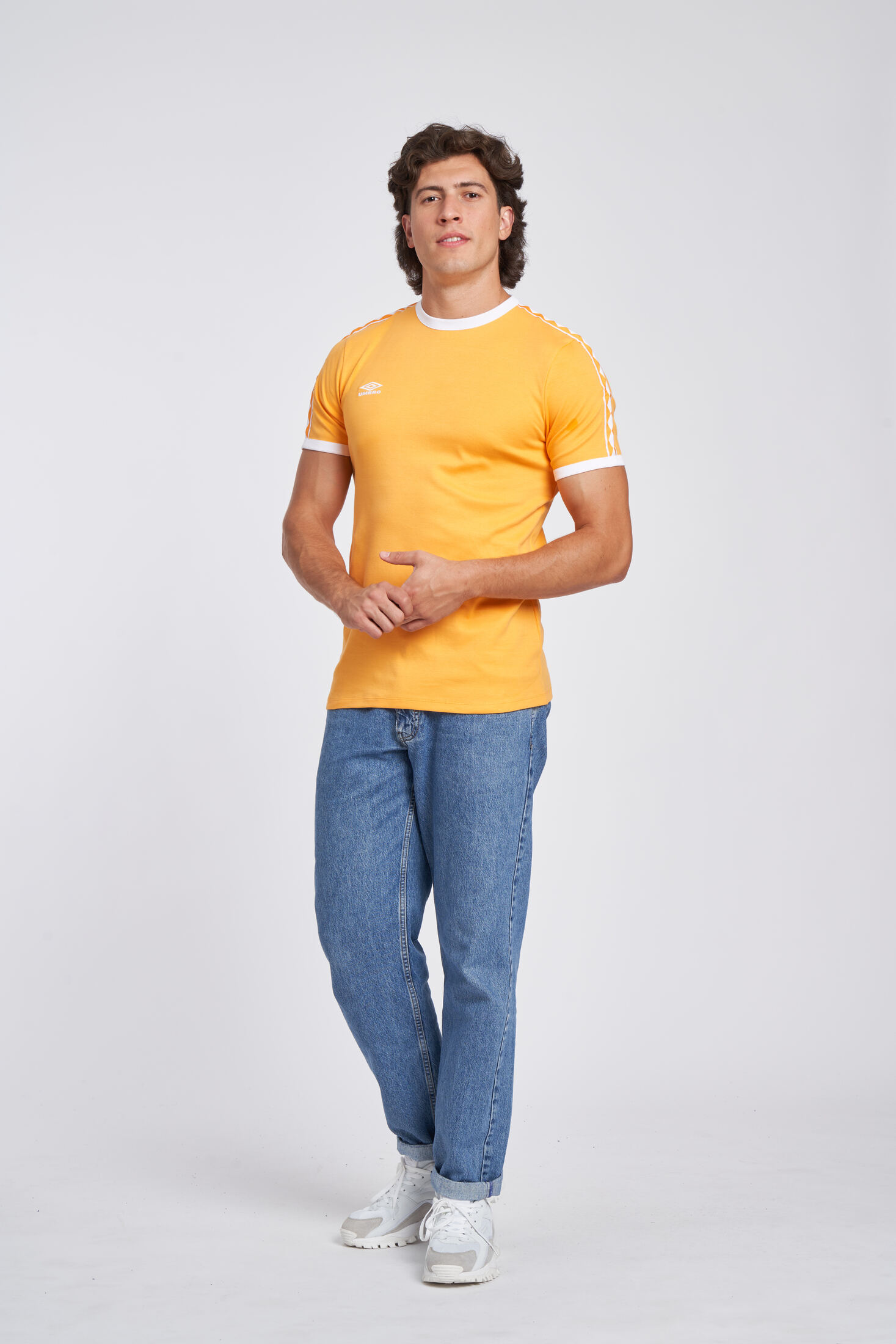 Camiseta Umbro Taped Ringer Tee Blazing Orange / Brilliant White