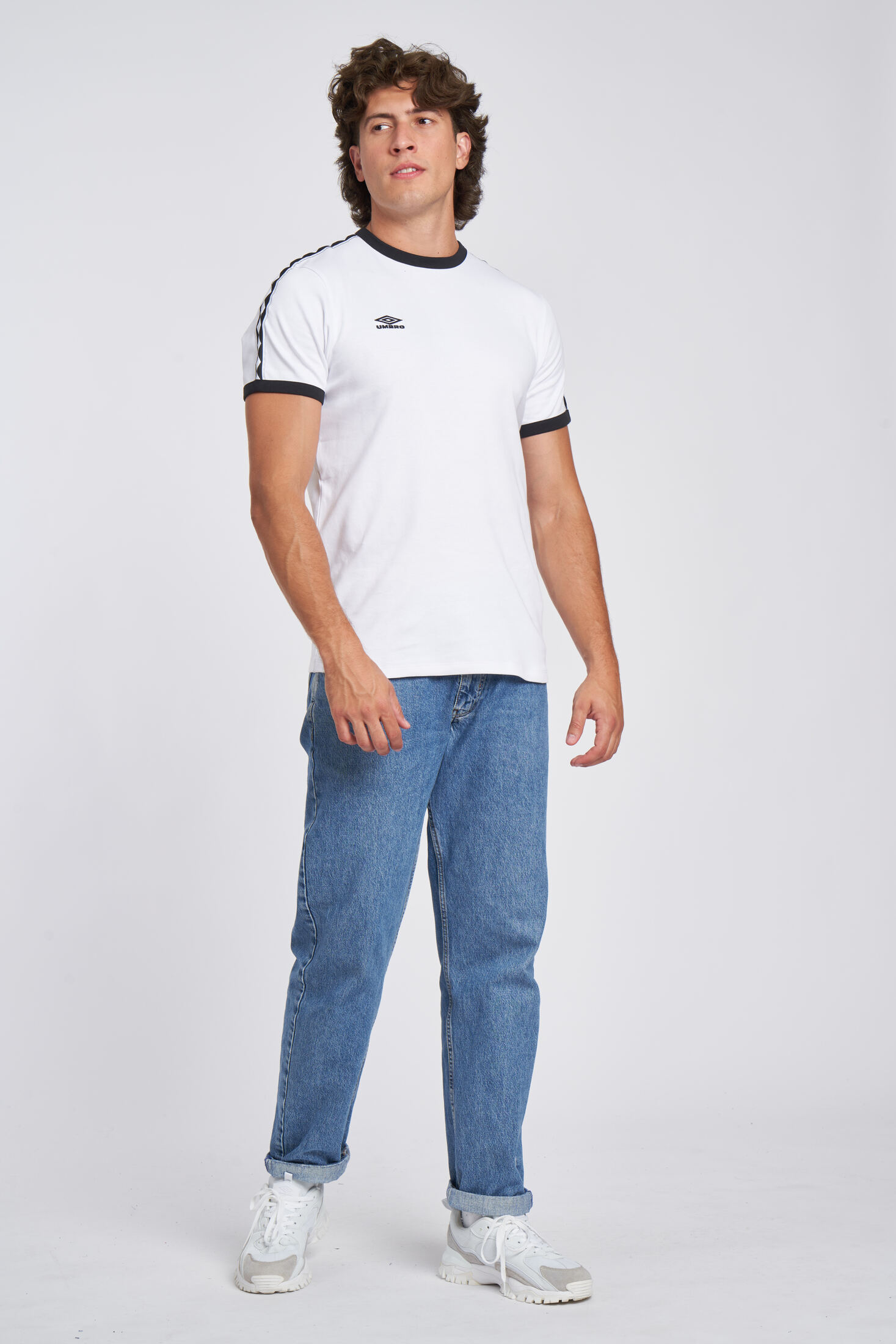 Camiseta Umbro Taped Ringer Tee Brilliant White / Black