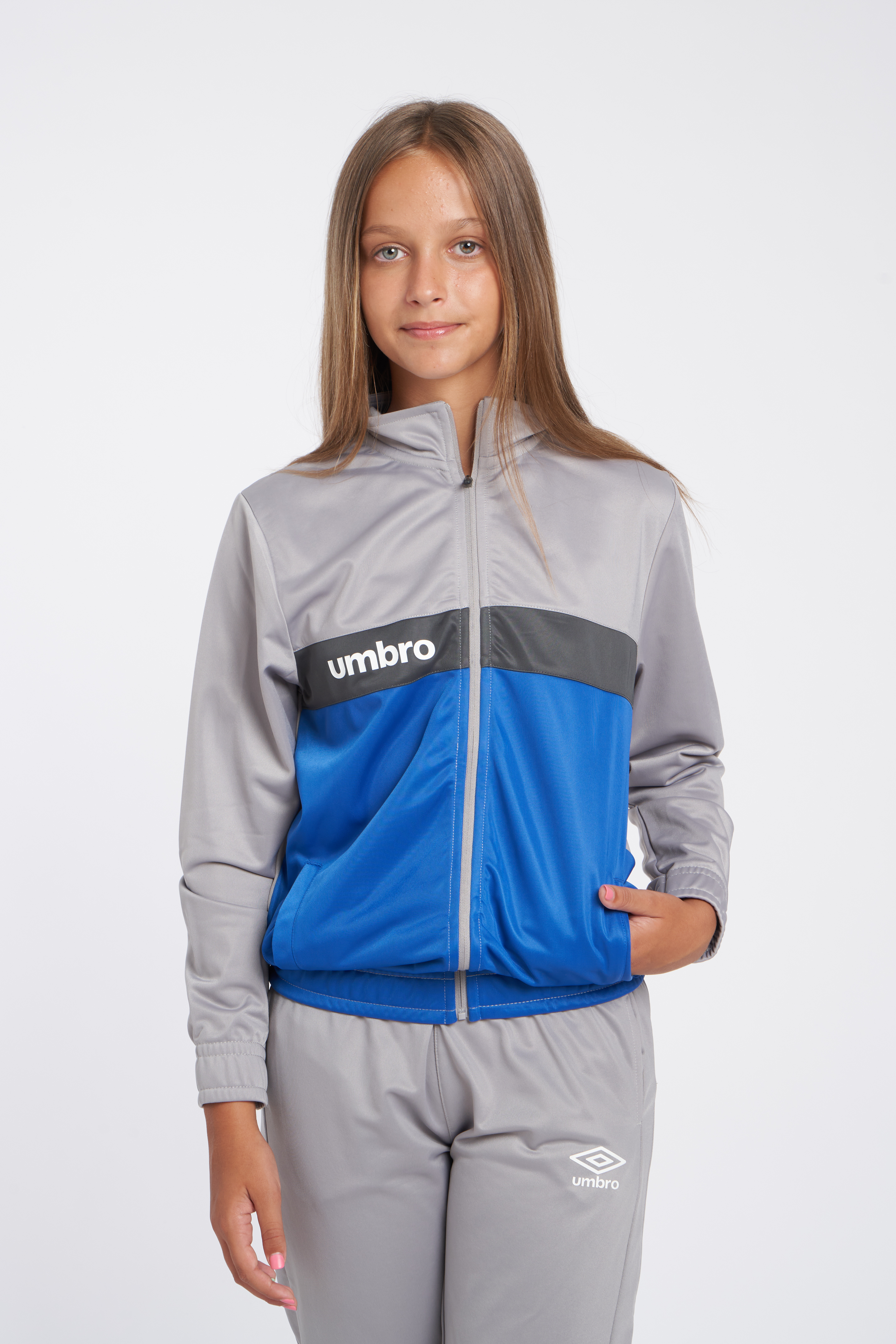 Chaqueta Umbro Fw Sportswear Track Top - Jnrgrey Marl / Nouvean Navy / Woodland Grey