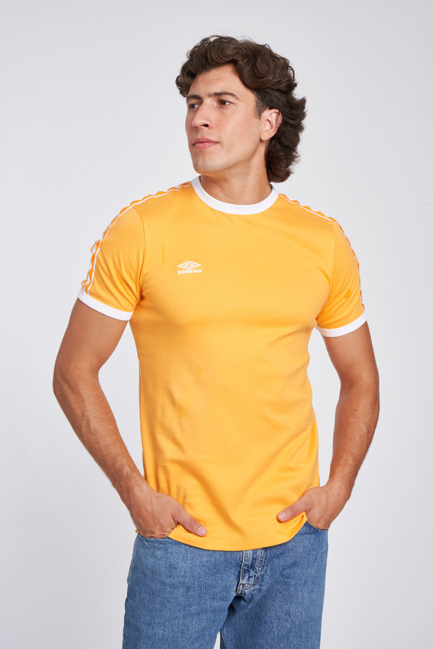 Camiseta Umbro Taped Ringer Tee Blazing Orange / Brilliant White
