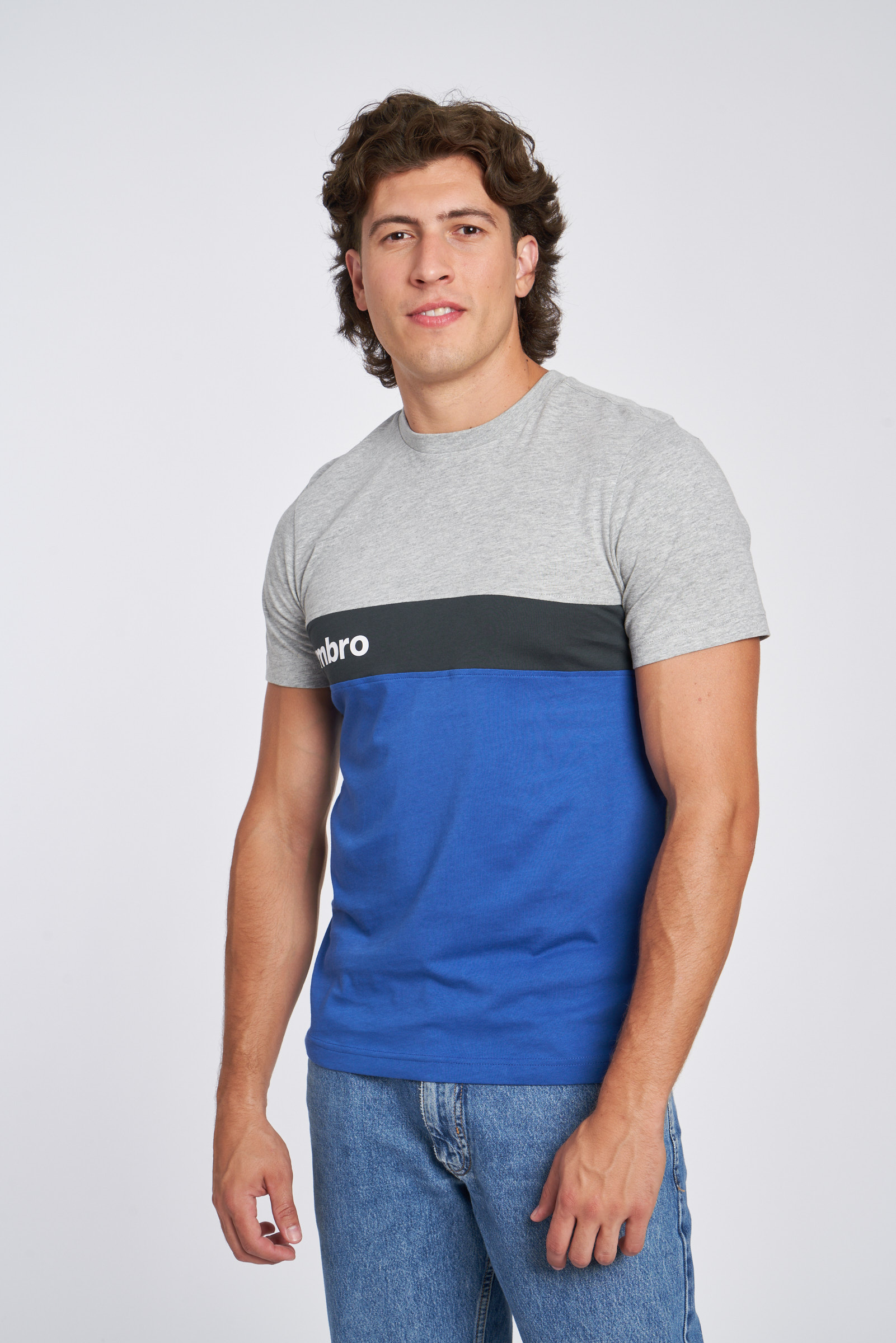 Camiseta Umbro Fw Sportswear T-shirt Grey Marl / Nouvean Navy / Woodland Grey