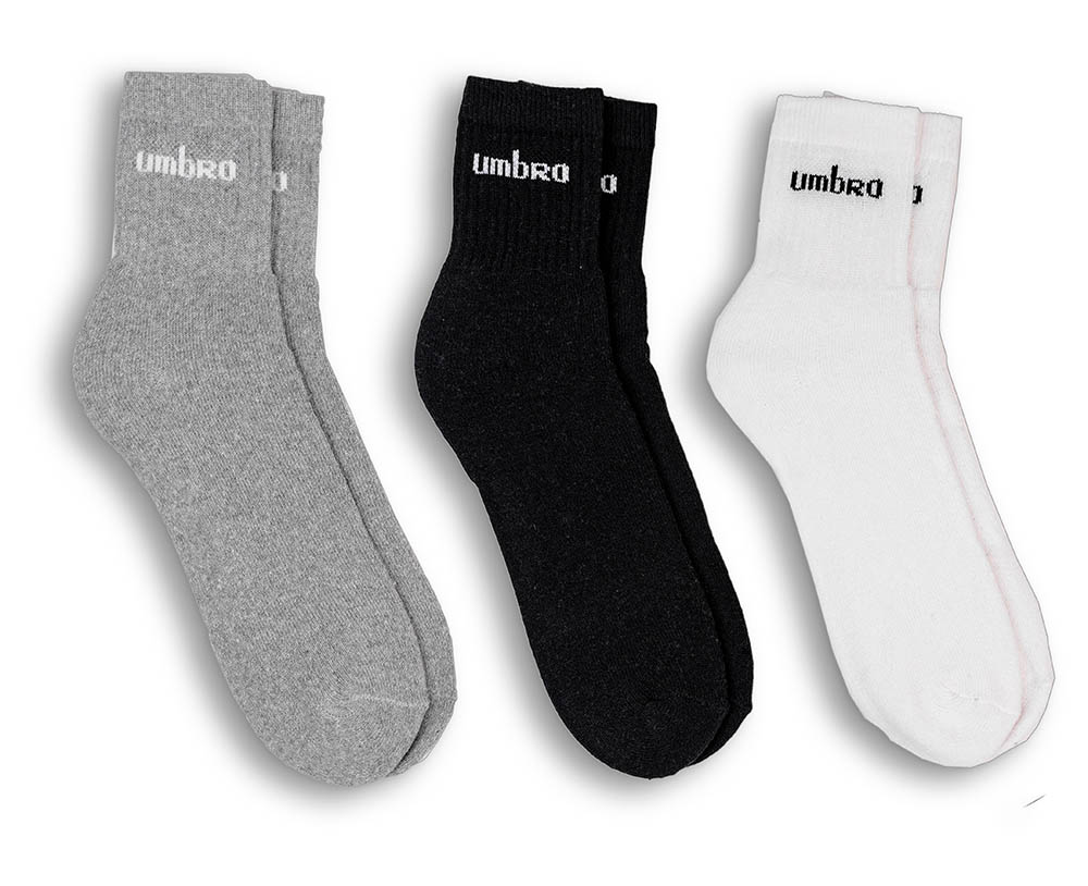 PK3 BRANDED SPORTS SOCKS GREY MARL / BLACK / BRILLIANT WHITE