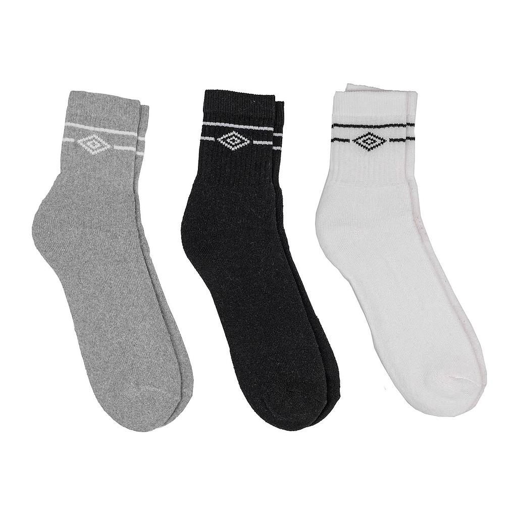 PK3 STACKED LOGO SPORTS SOCKS GREY MARL / BLACK / BRILLIANT WHITE