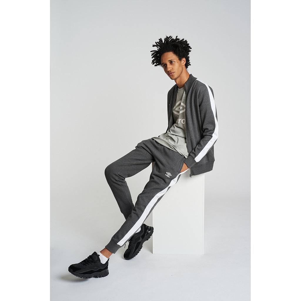 65361U-HJB FW TAPERED FLEECE JOGGER CHARCOAL MARL / BRILLIANT WHITE