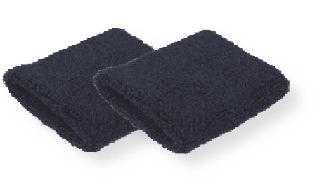 Par muñequeras rizo algodón 7.5x7.5cm, negro Black