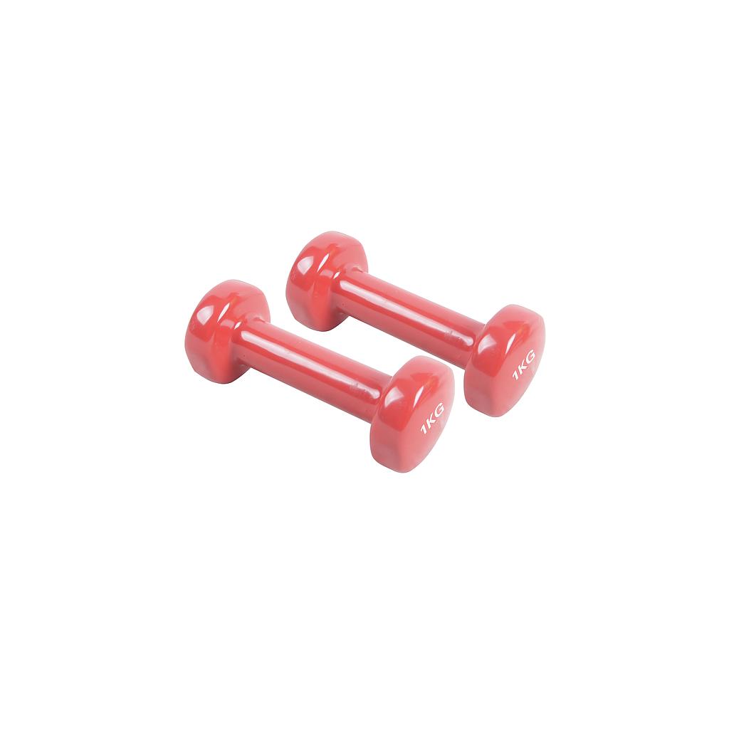 Par de pesas de aerobic recubiertas de vinilo, 2x1 kg Red