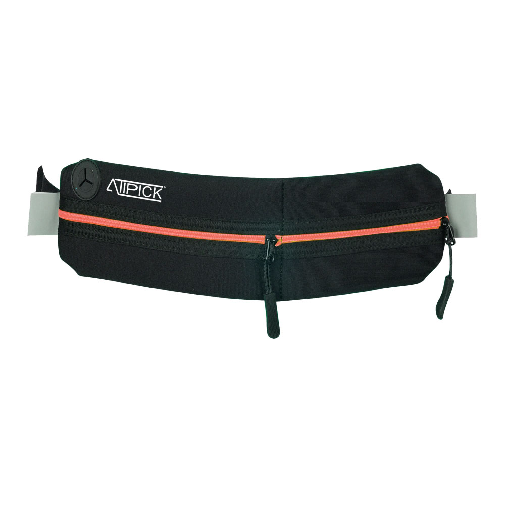 Riñonera de running neoprene, doble bolsillo con cremallera Blue