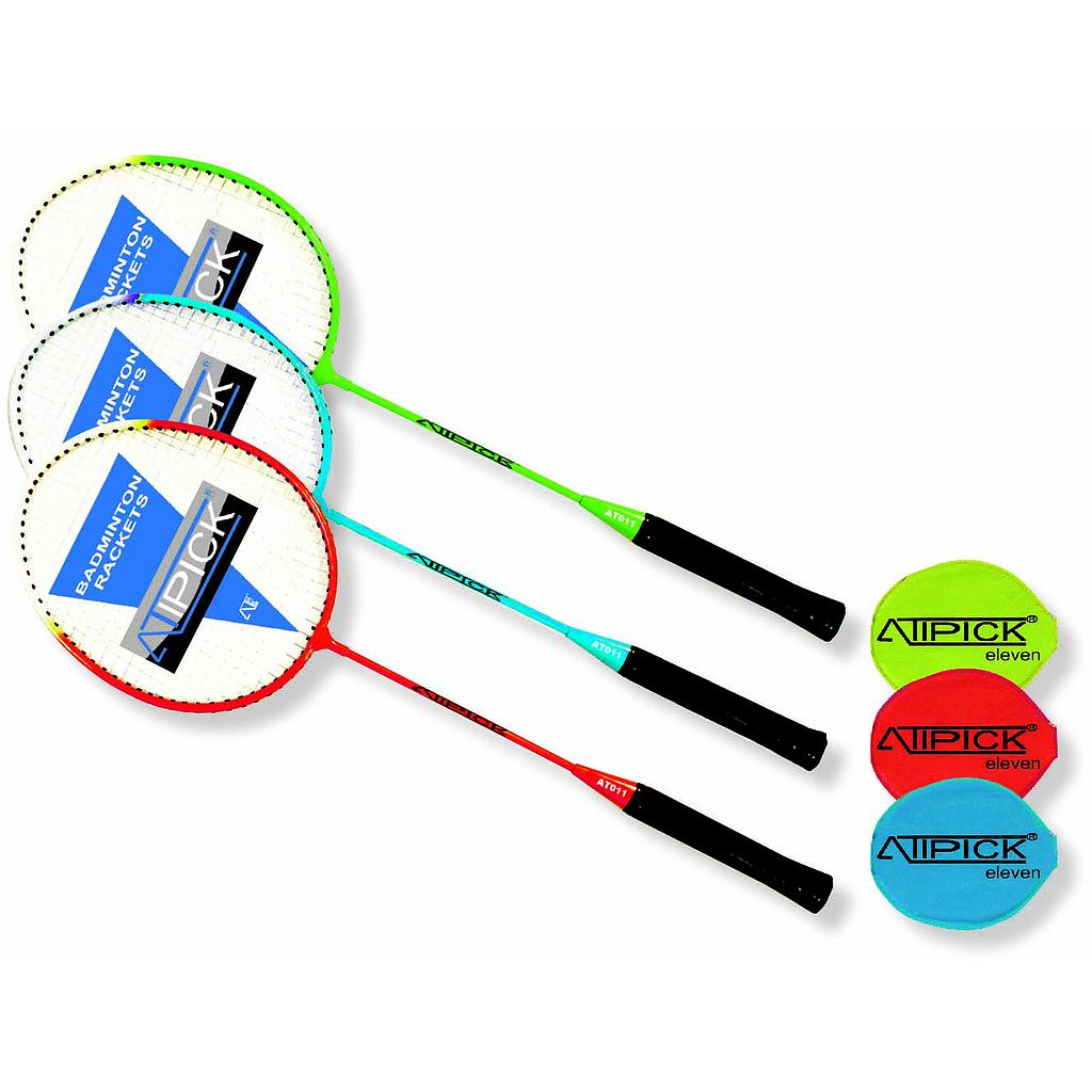 Raqueta badminton acero Mod."ATIPICK 011" con funda, surtidas azul, verde y rojo Blue/Green/Red