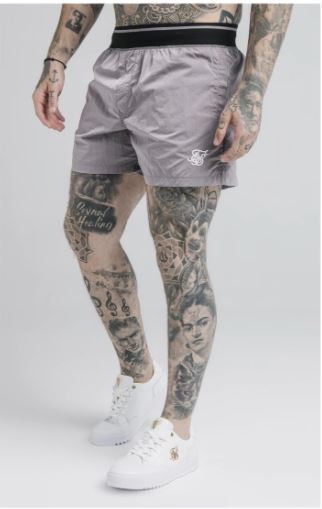 SikSilk Adapt Crushed Nylon Swim Shorts - Grey