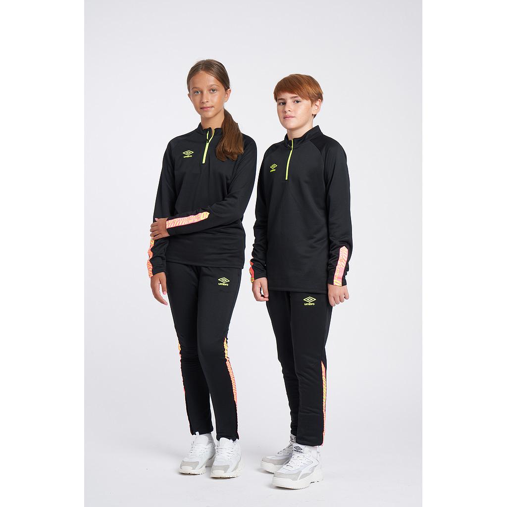 Sudadera Umbro Axis Half Zip - JNR - Black / Safety Yellow / Knockout Pink