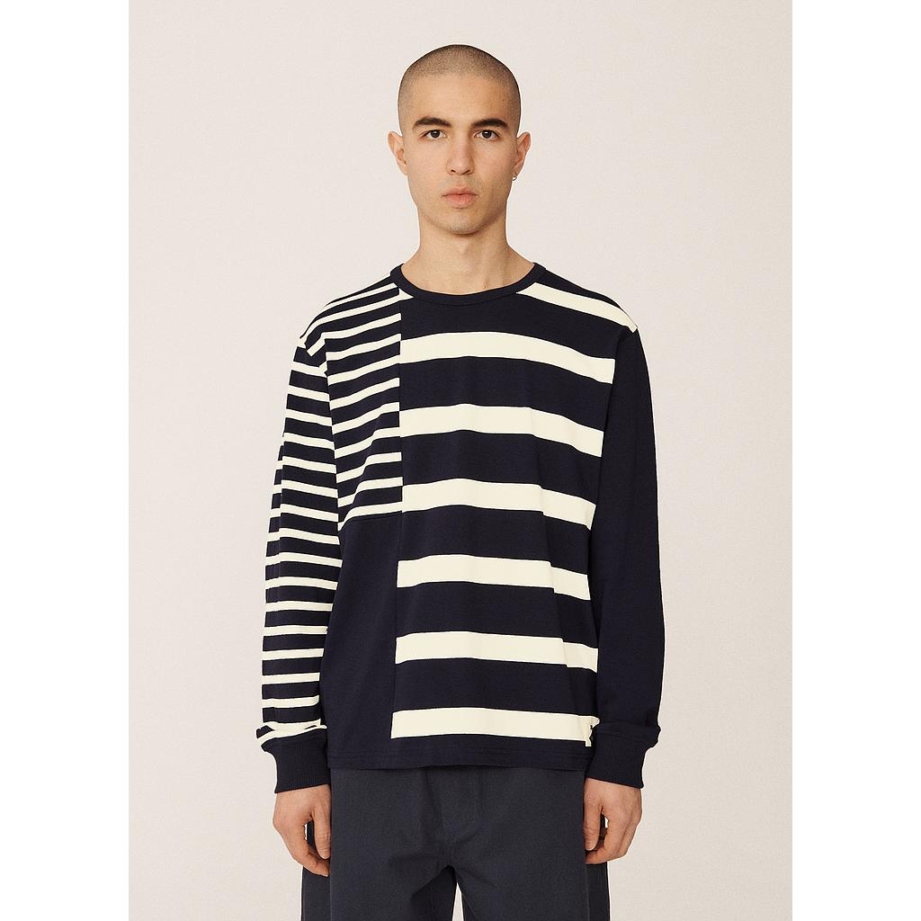 Polo Umbro YMC 60s Patchwork Football Jersey Cannoli Cream / Navy Blazer