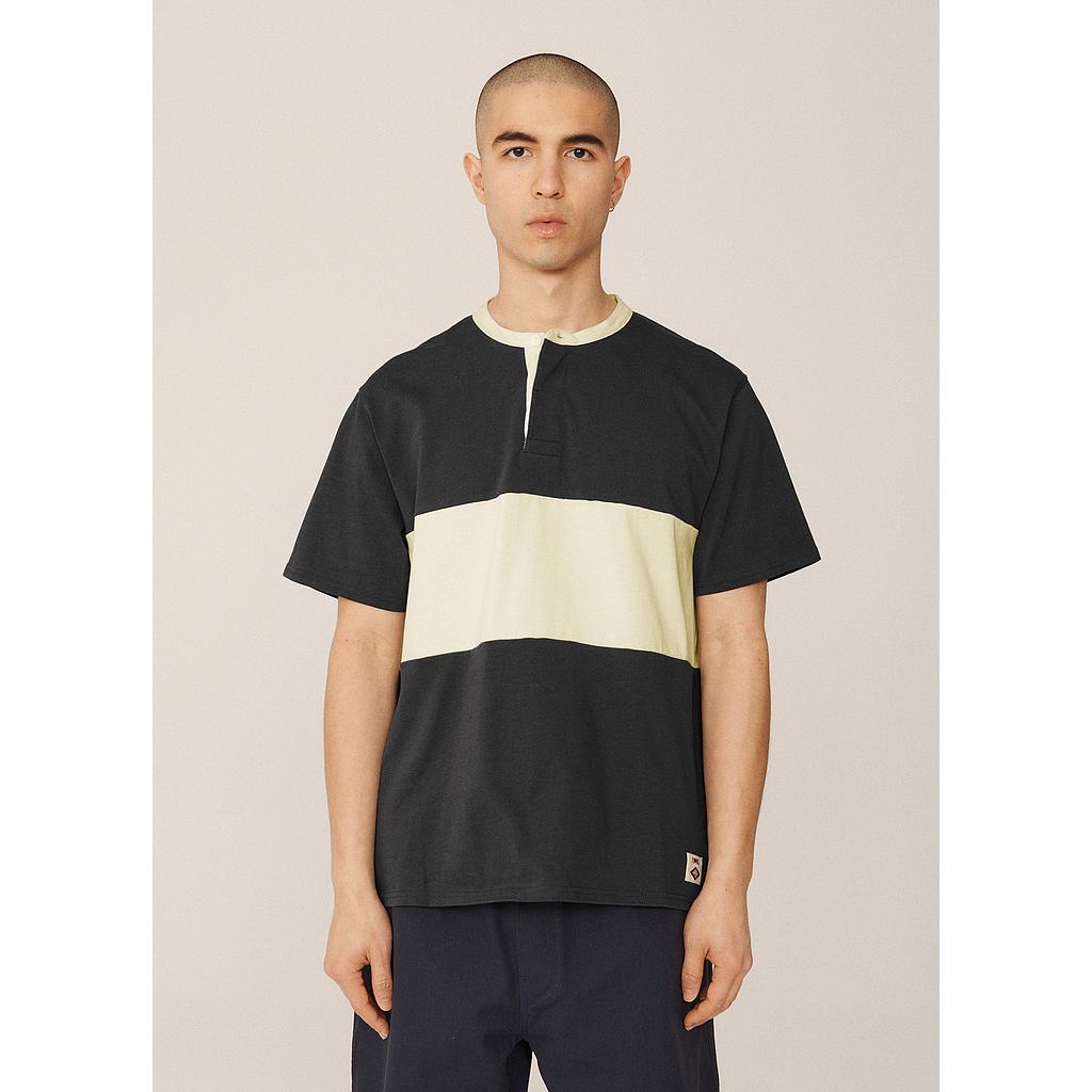 YMC Henley Collar Rugby Jersey  Navy Blazer / Cannoli Cream