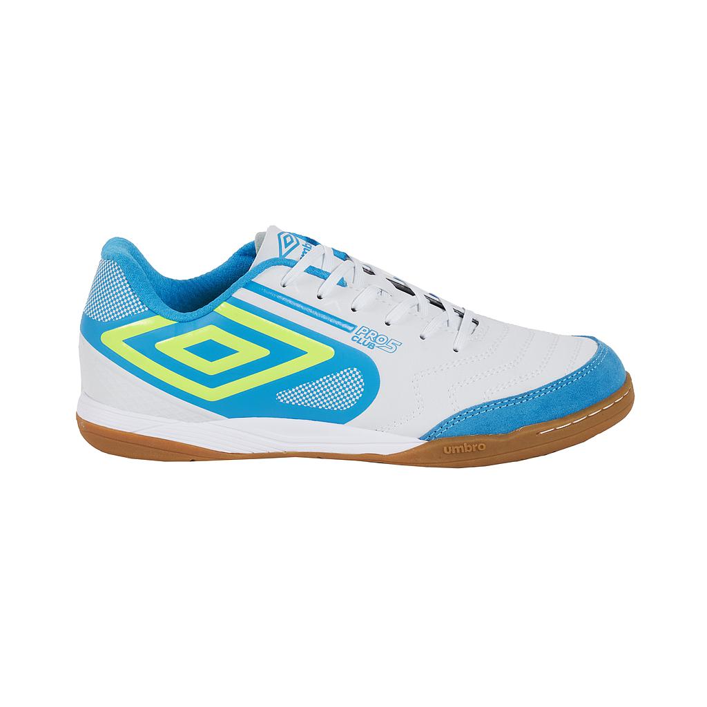 Zapatilla de Fútbol Sala Umbro Club 5 Bump White / Sadety Yellow / Malibu Blue