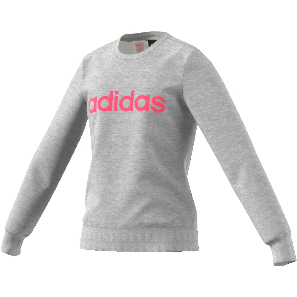 EH6156 Youth Girls Linear Sweatshirt medium grey heather/REAL PINK S18